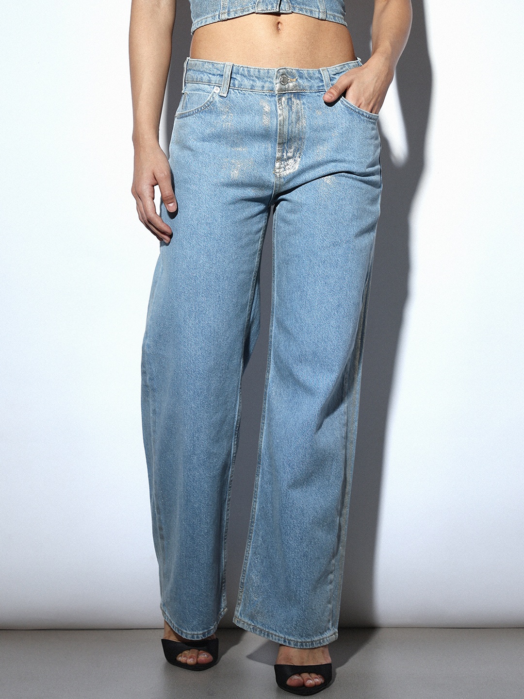 

ONLY Women Wide Leg High-Rise Jeans, Blue