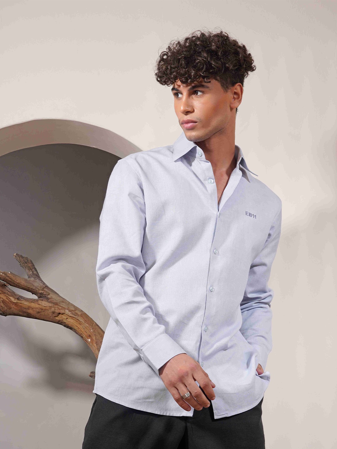 

Eleven Brothers Tapioca Casual Linen Shirt, Grey