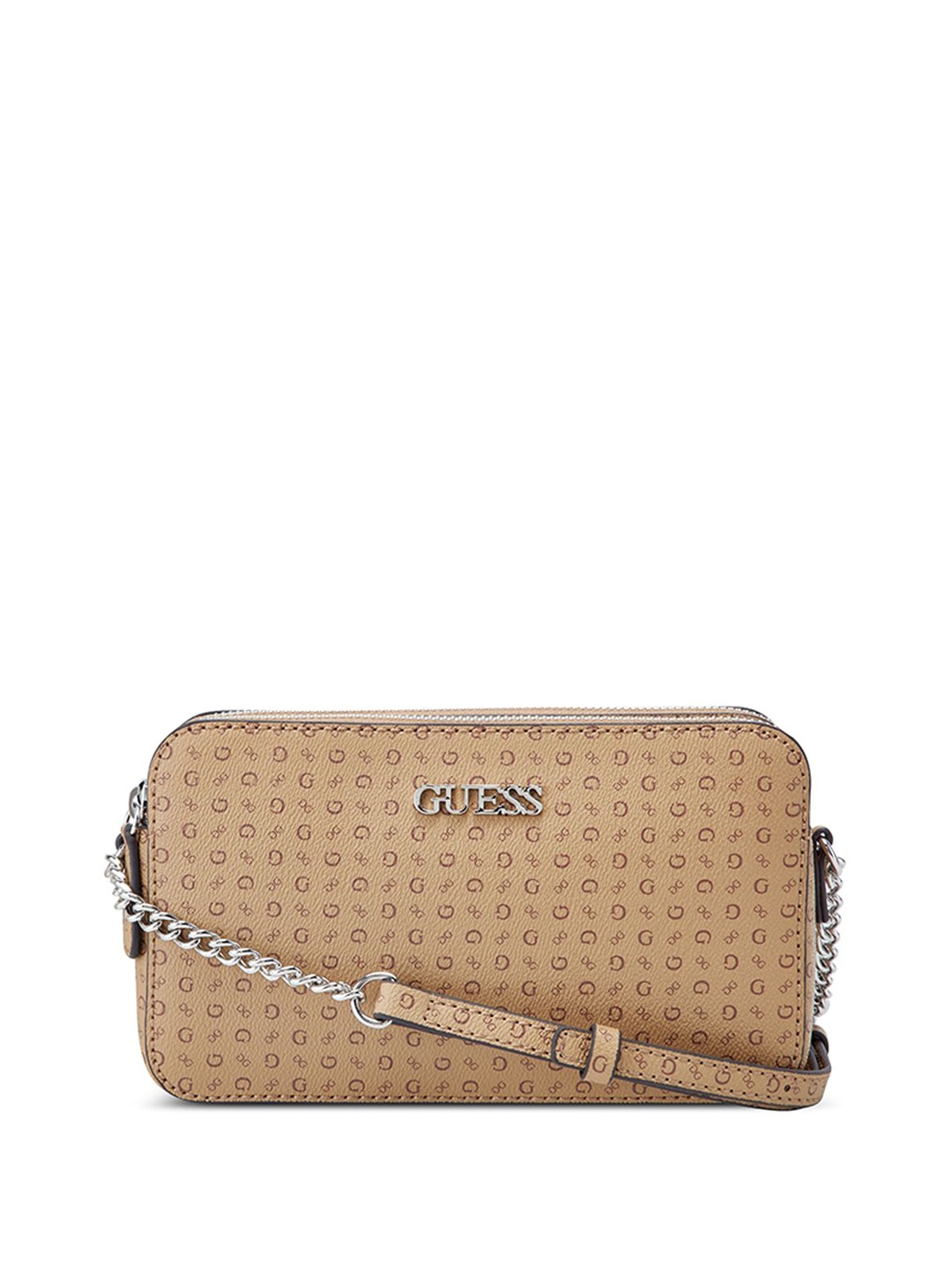 

GUESS Printed Swagger Shoulder Bag with Cut Work, Brown