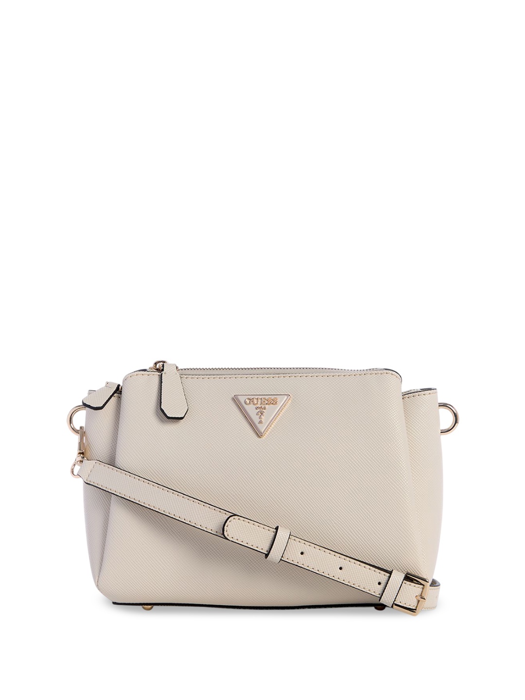 

GUESS Women Textured Structured Shoulder Bag, Beige