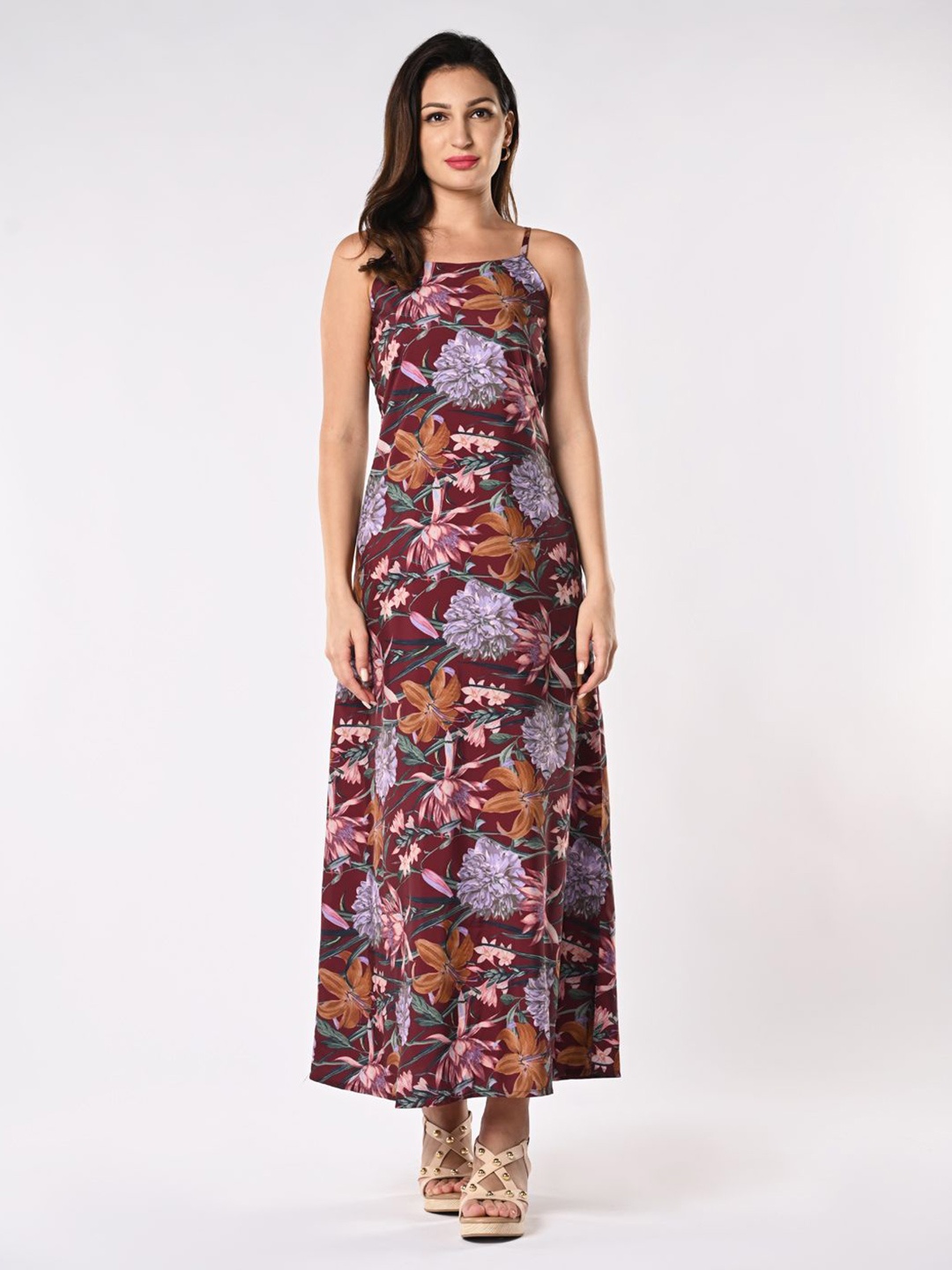 

Iti Floral Print Maxi Dress, Maroon