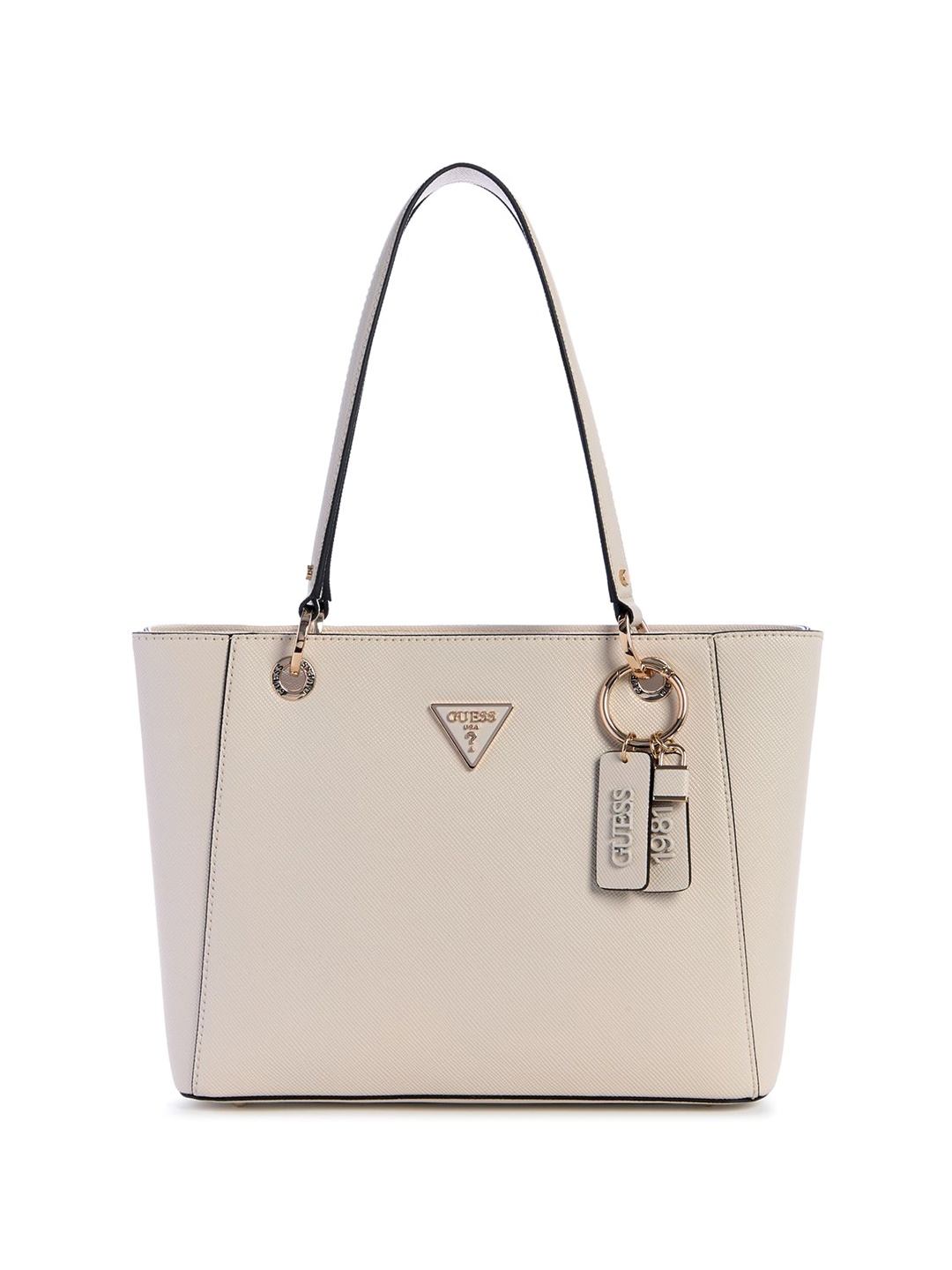 

GUESS Women Solid Structured Shoulder Bag, Beige
