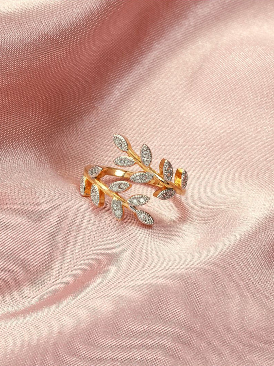 

SALTY Orbit Leaf Diamond Finger Ring, Gold