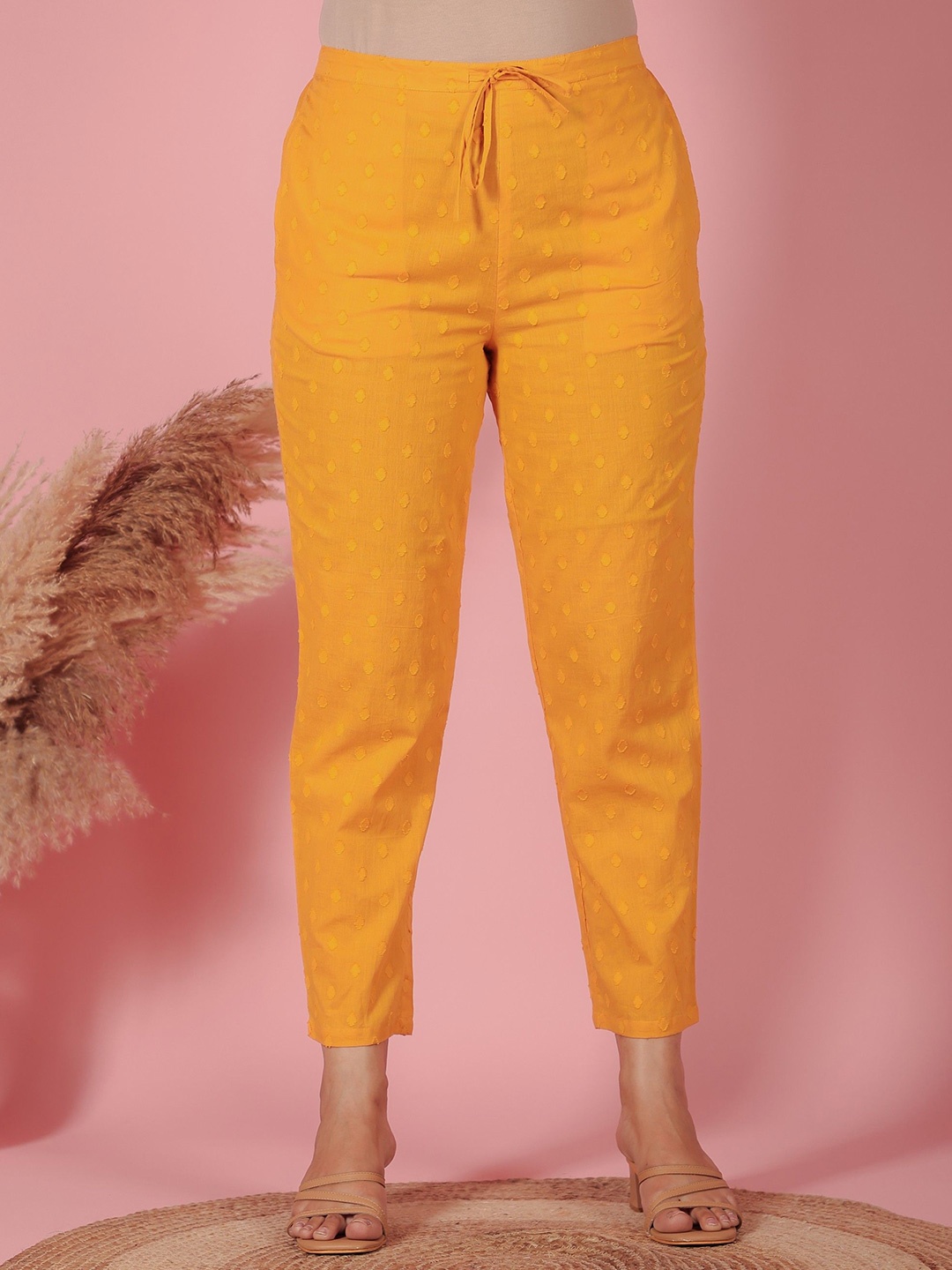 

Aramya Women Ethnic Partially Elasticated Palazzos, Yellow