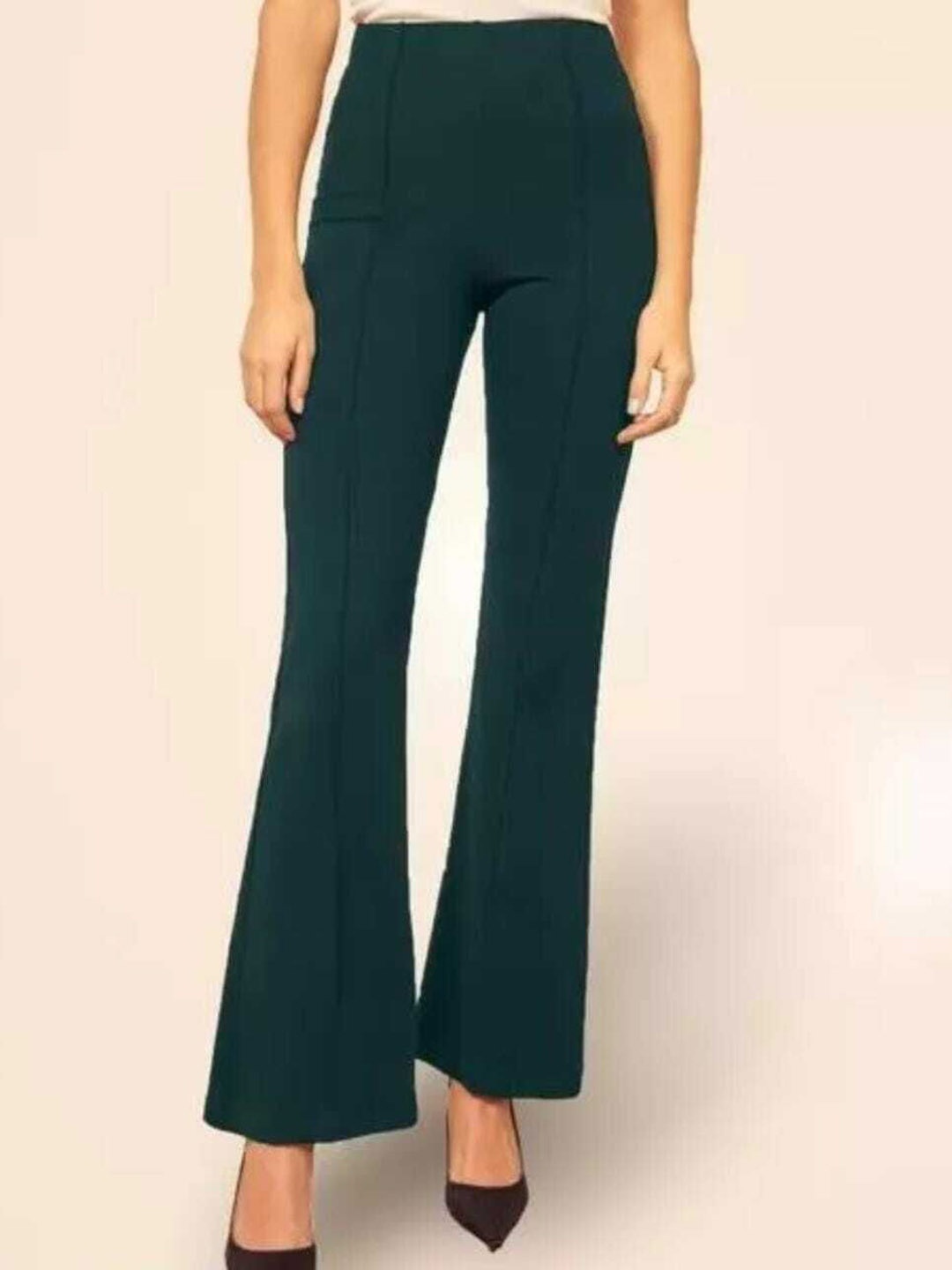 

Purser Women Original Regular Fit Mid-Rise Cotton Bootcut Trousers, Green