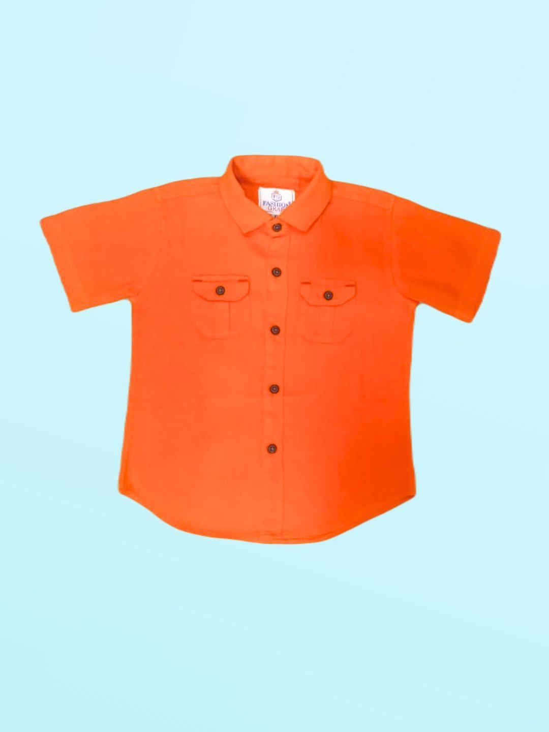 

FASHION GRAB Boys Classic Fit Spread Collar Solid Cotton Casual Shirt, Orange