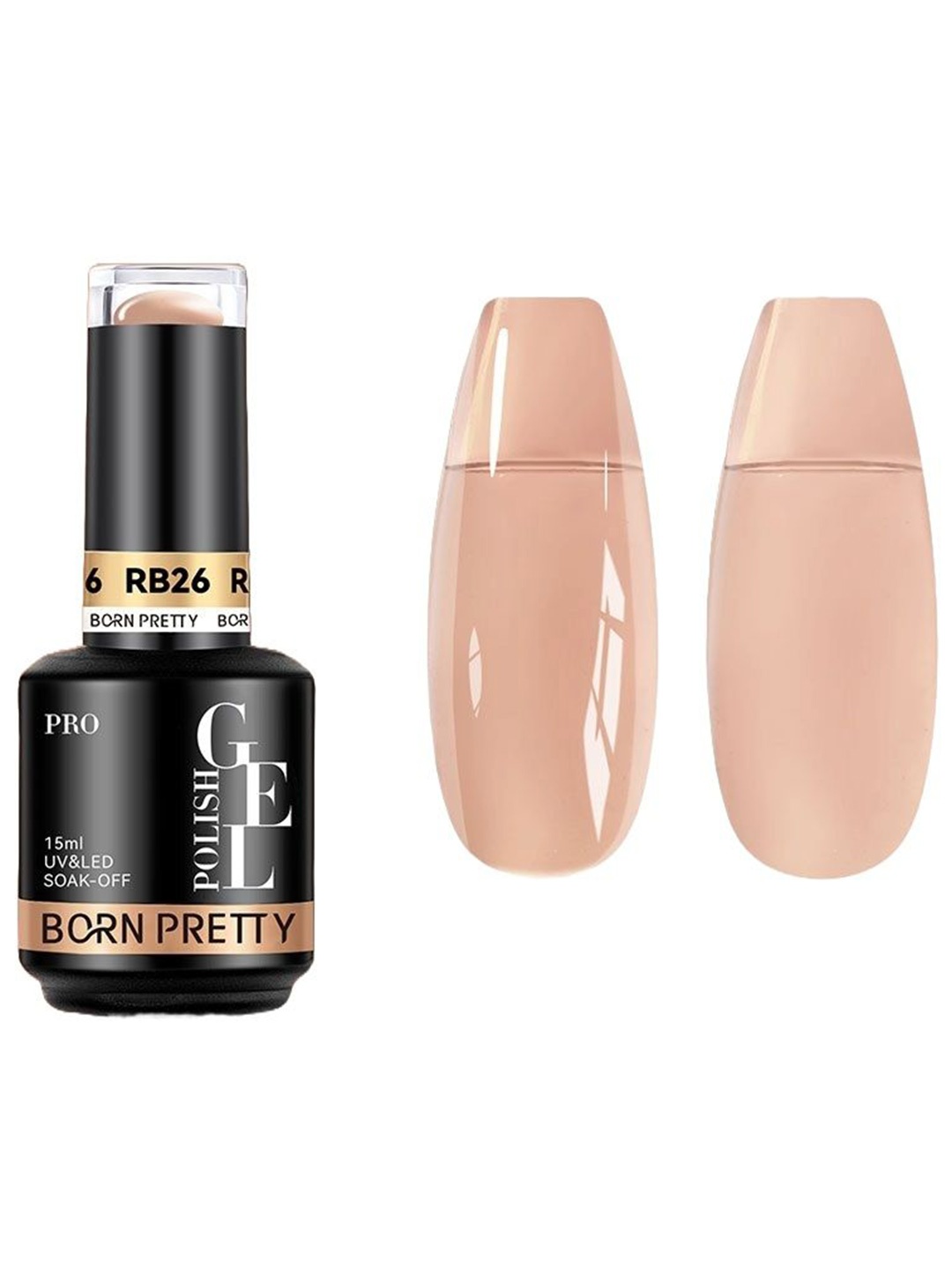 

BORN PRETTY Pro Rubber Base Long Wearing UV Gel Nail Polish - 15 ml - RB26, Beige