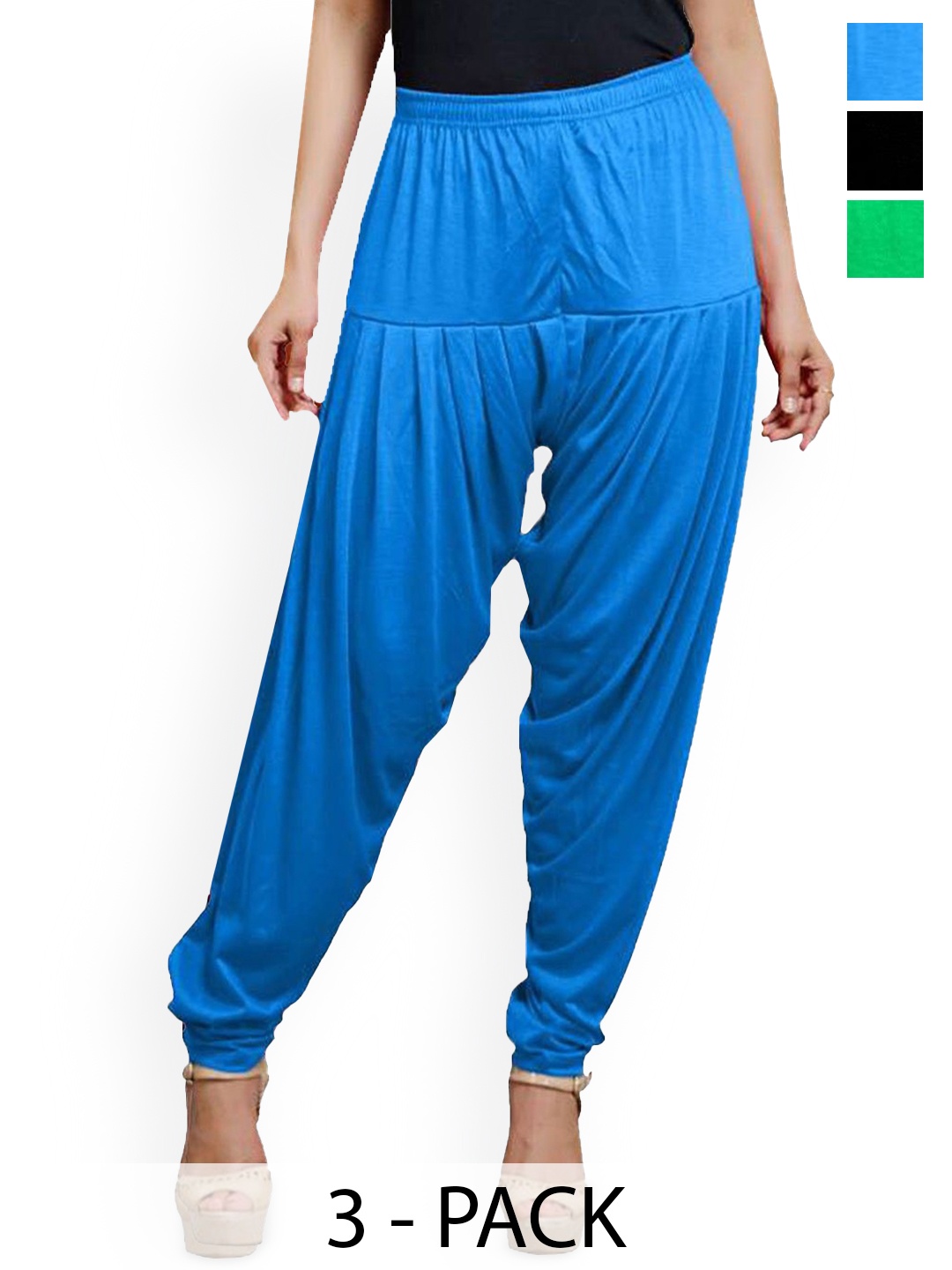 

AFRA GARMENTS Women Pack Of 3 Loose-Fit Patiala, Blue