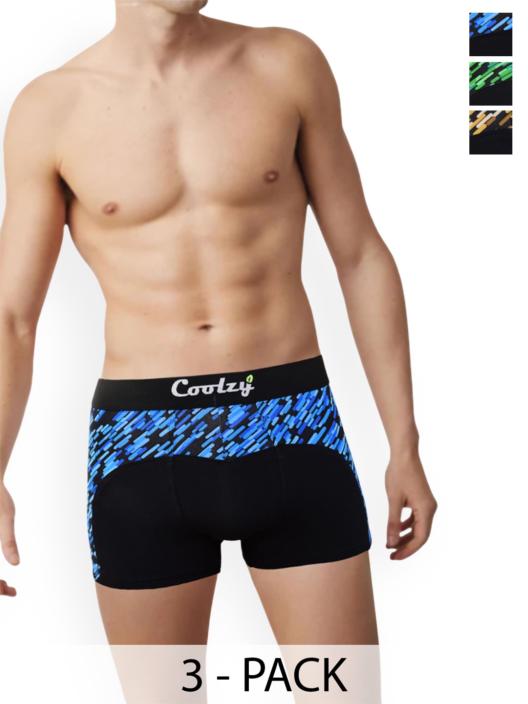 

COOLZY Pack Of 3 Printed Short Trunks EOSHTN3K071-S, Black