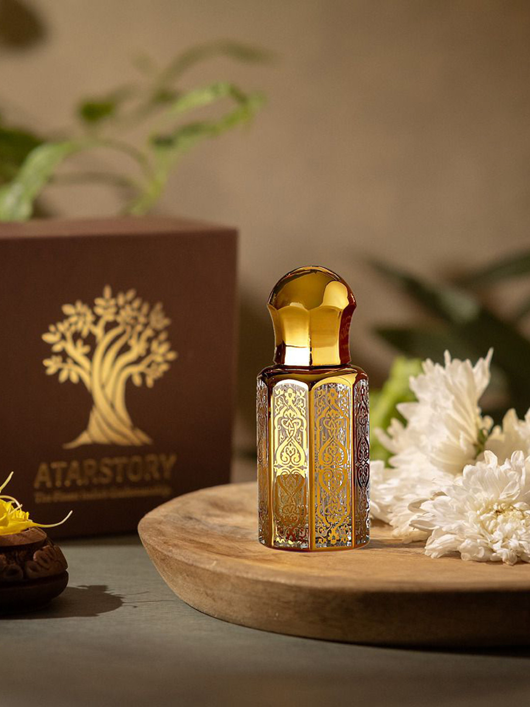 

ATARSTORY Arabic Jasmine Best Luxure Long Lasting Herbal Alcohol Free Attar 12 ml, Gold