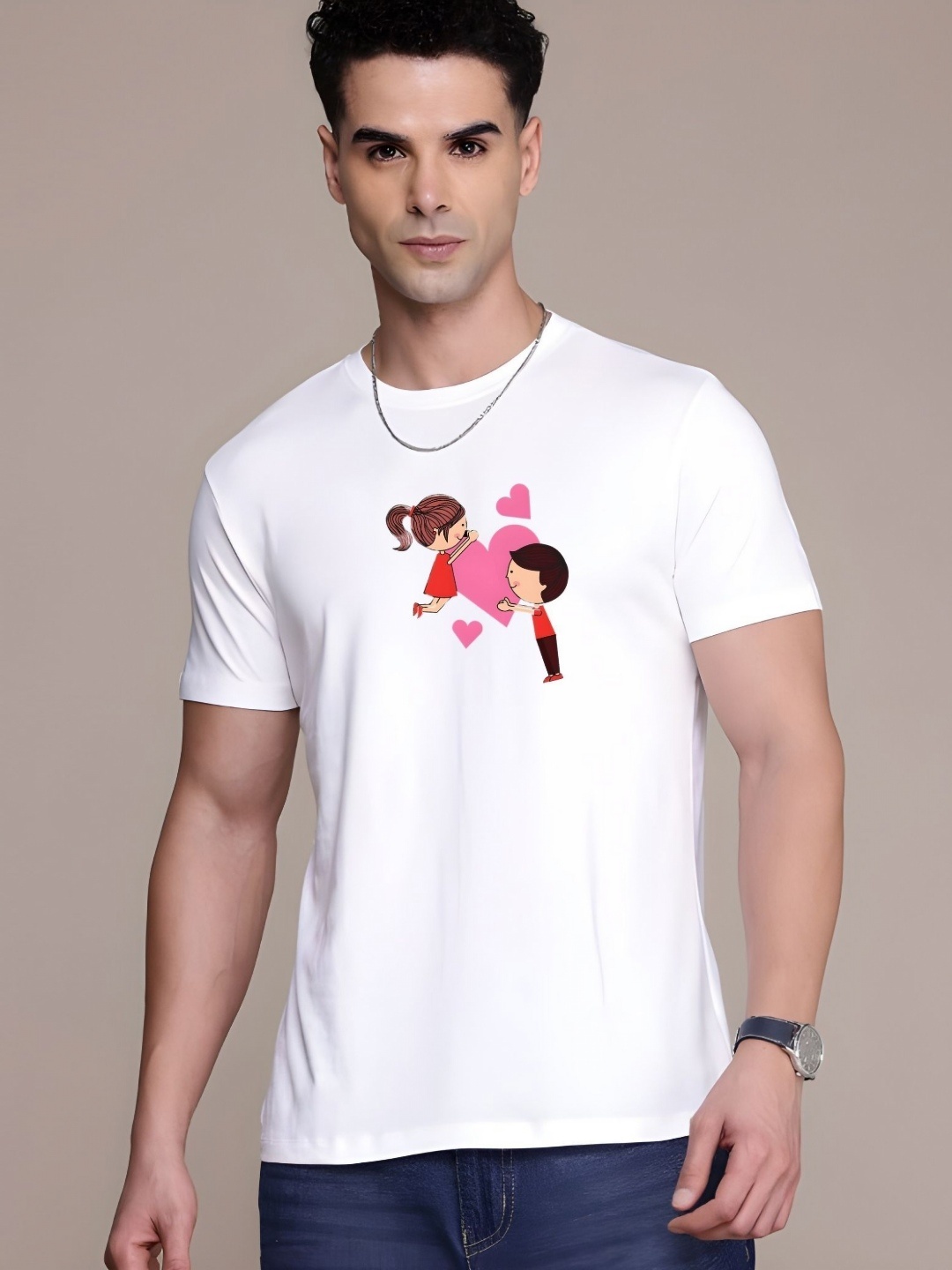 

SZN Men Graphic Printed Round Neck Cotton T-shirt, White