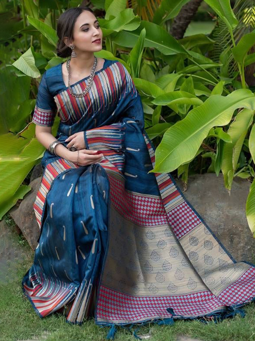 

RAJGRANTH Woven Design Pure Silk Banarasi Saree, Blue