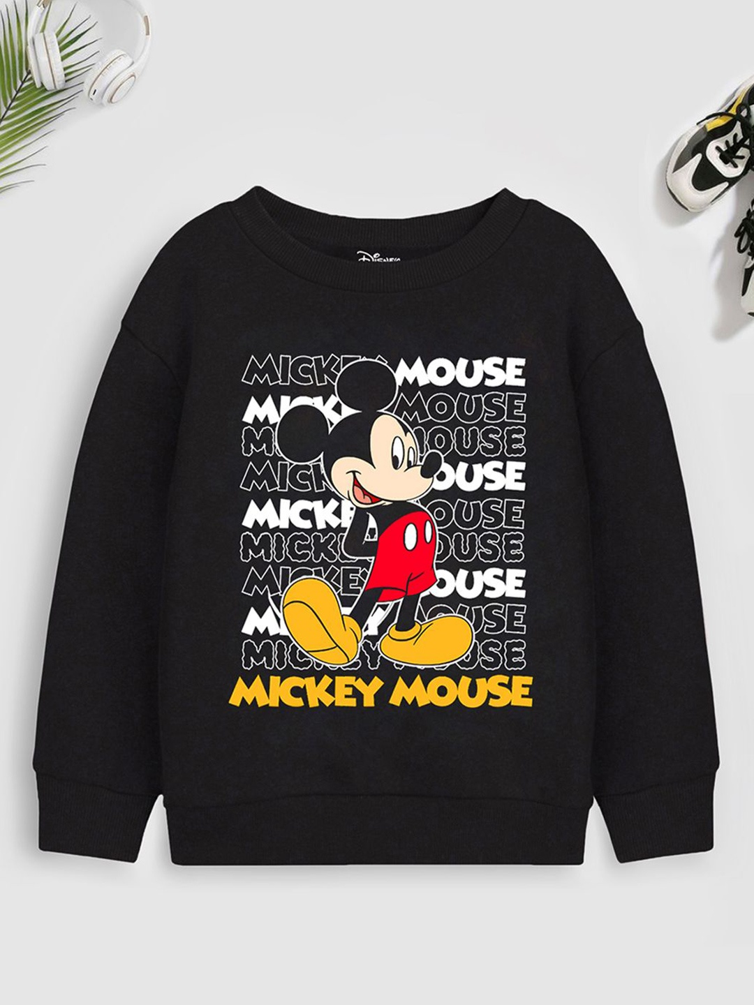 

Disney By Miss and Chief Boys Mickey Mouse Printed Pullover Sweatshirt, Black