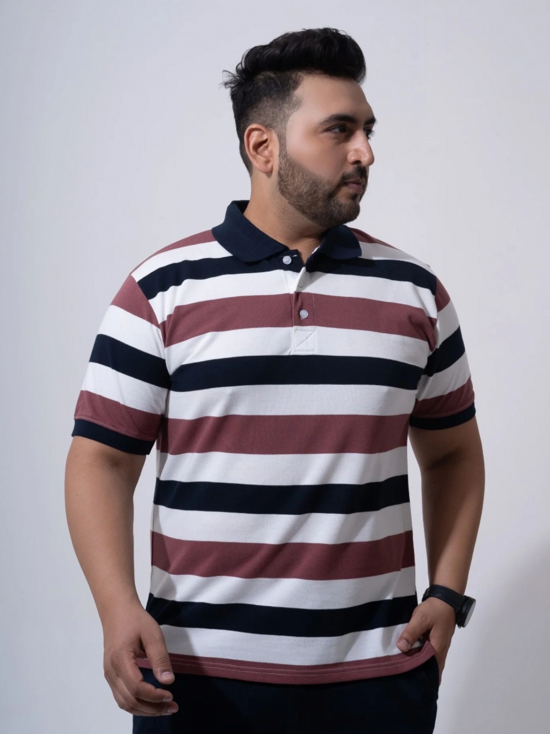 

Toodle Plus Plus Size Polo Collar Pure Cotton T-Shirt, White