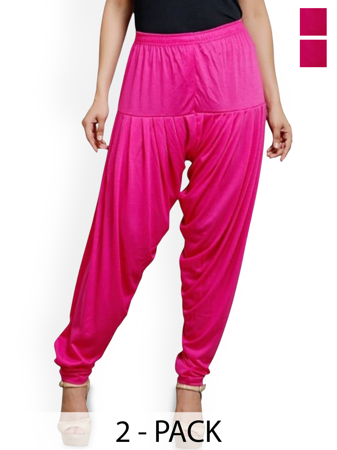 

AFRA GARMENTS Women Pack Of 2 Mid-Rise Loose-Fit Patiala, Pink
