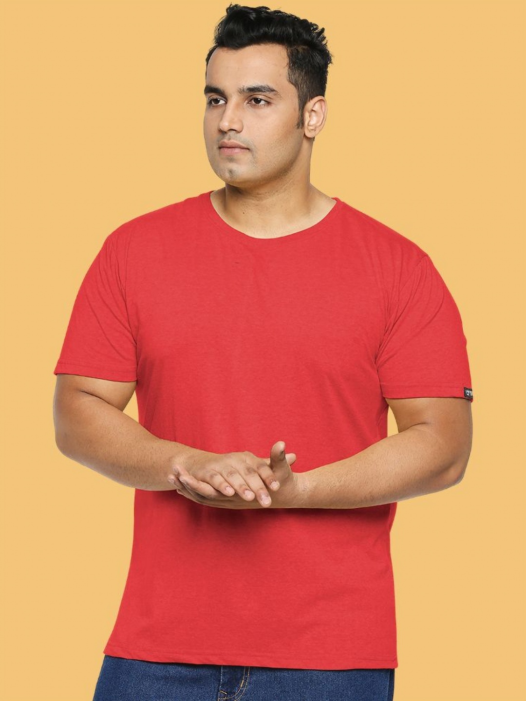 

Wear Your Opinion Men Plus Size Plain Solid 100% Cotton Tshirt, Red