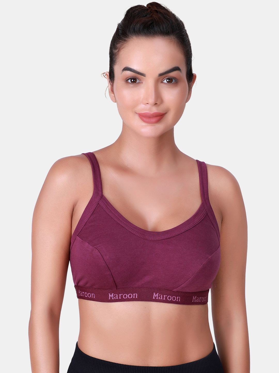 

SKDREAMS Cotton Seamed Non Padded Full Coverage Sports Bra, Purple