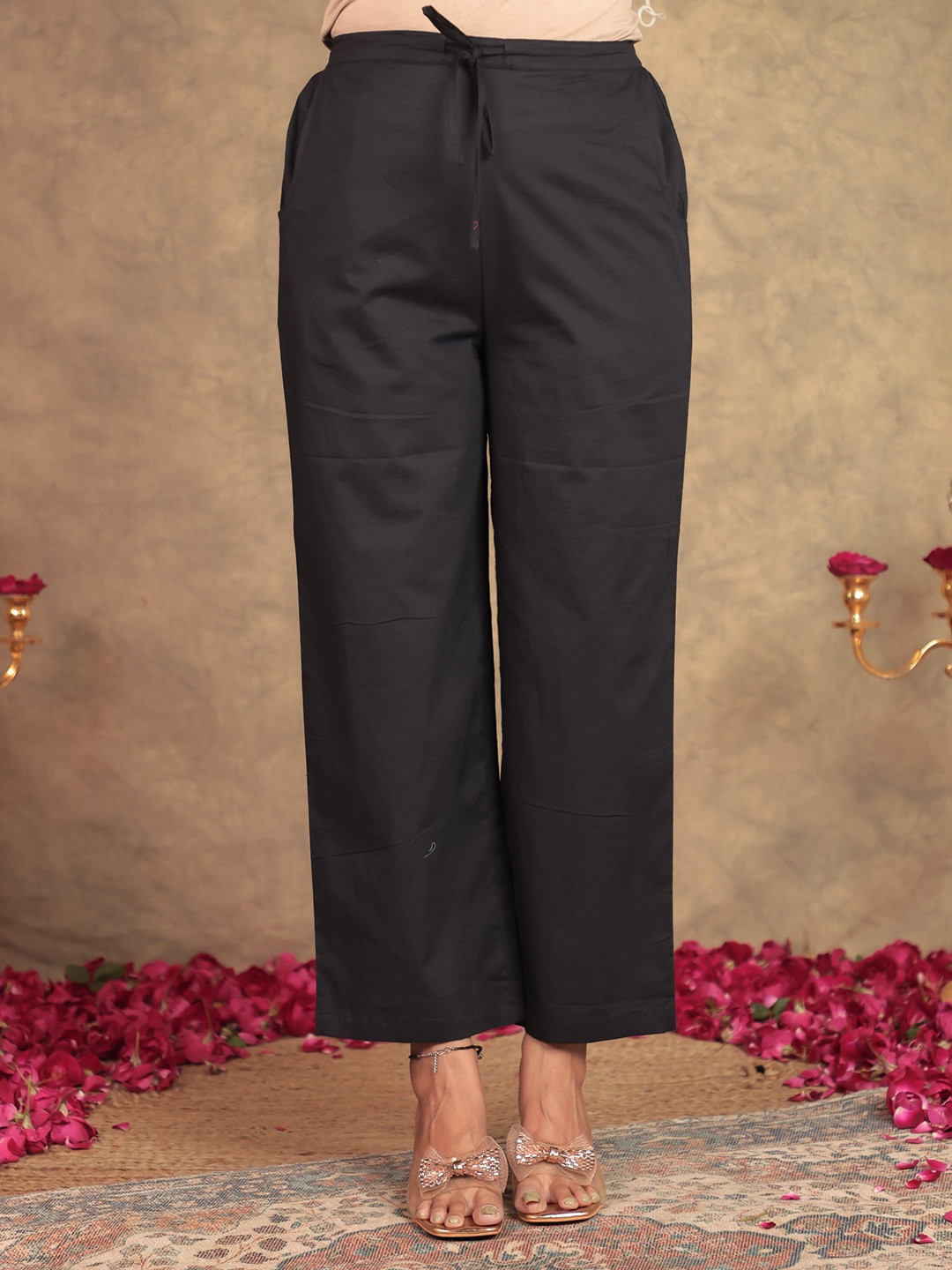 

Aramya Women Cotton Palazzos, Black