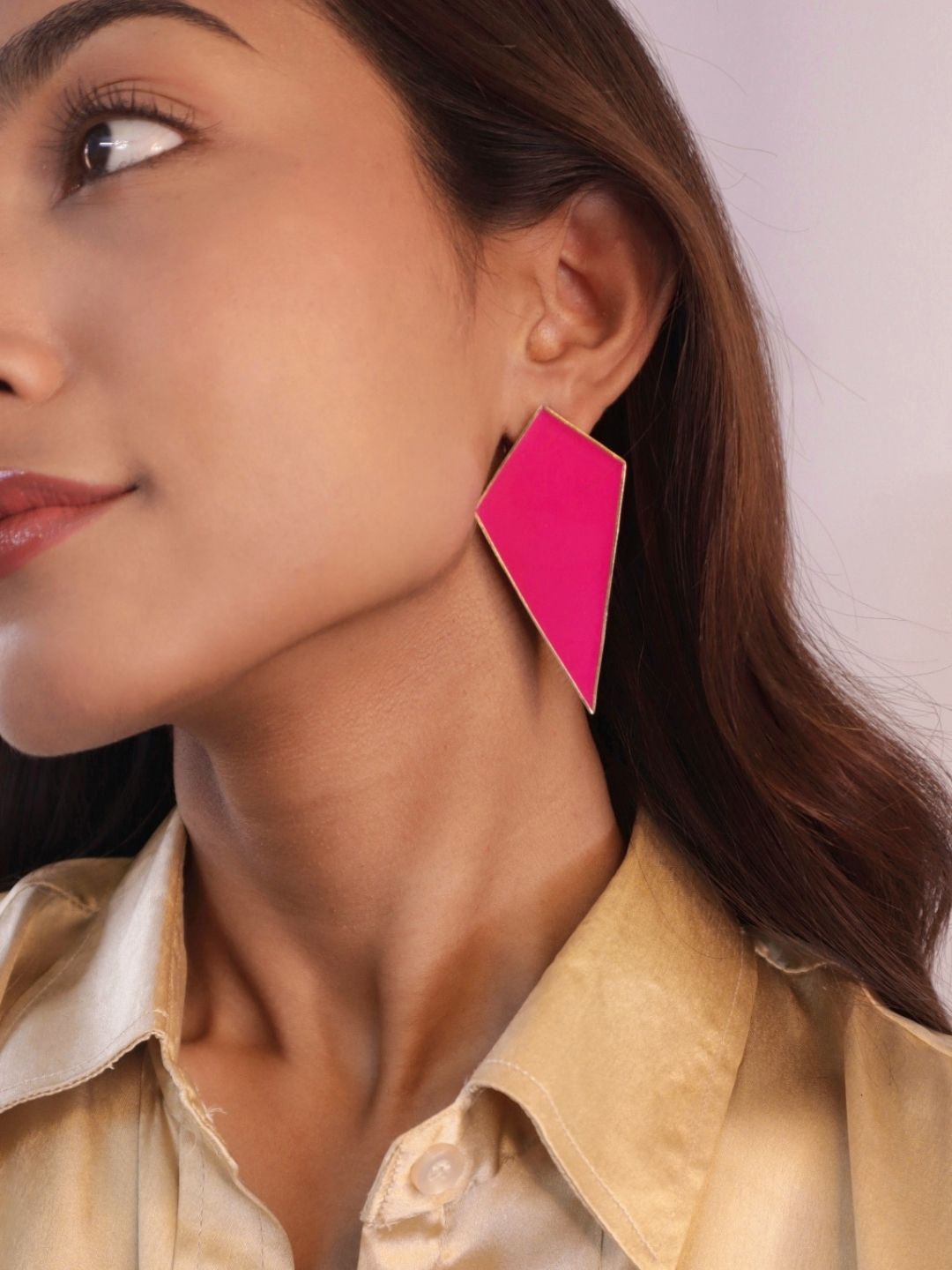 

House of Pehr Gold Plated Kite Shaped Modern Earrings, Pink