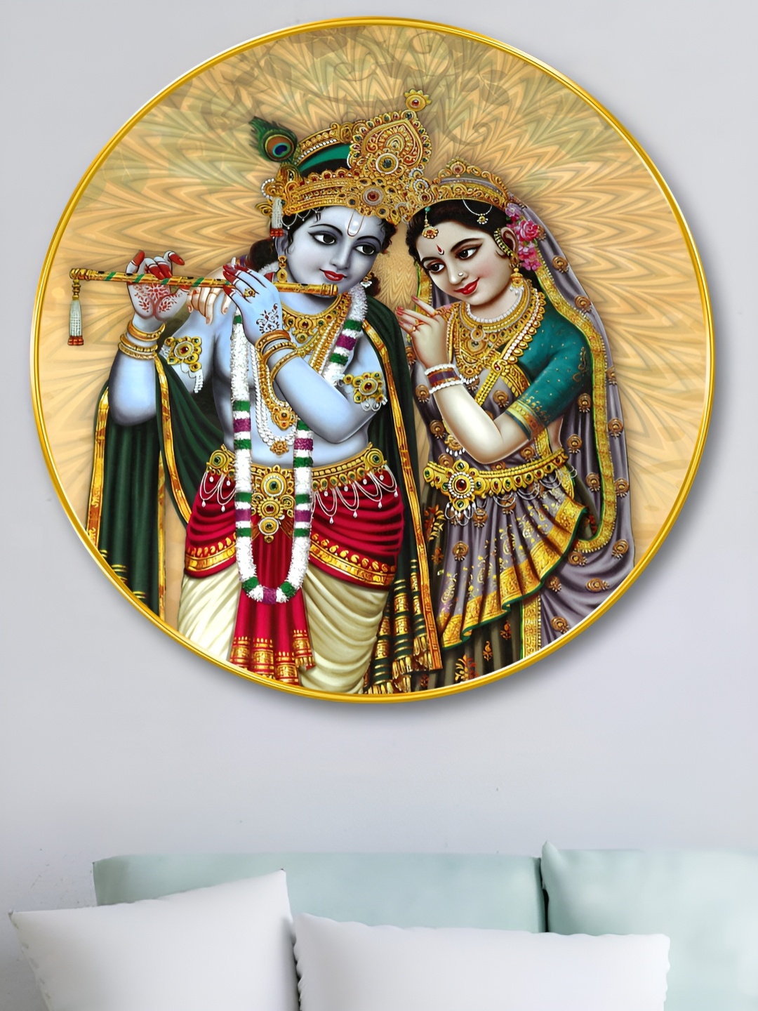 

Myntra Elegant Homes Yellow & Red Radha Krishna Wood Wall Art