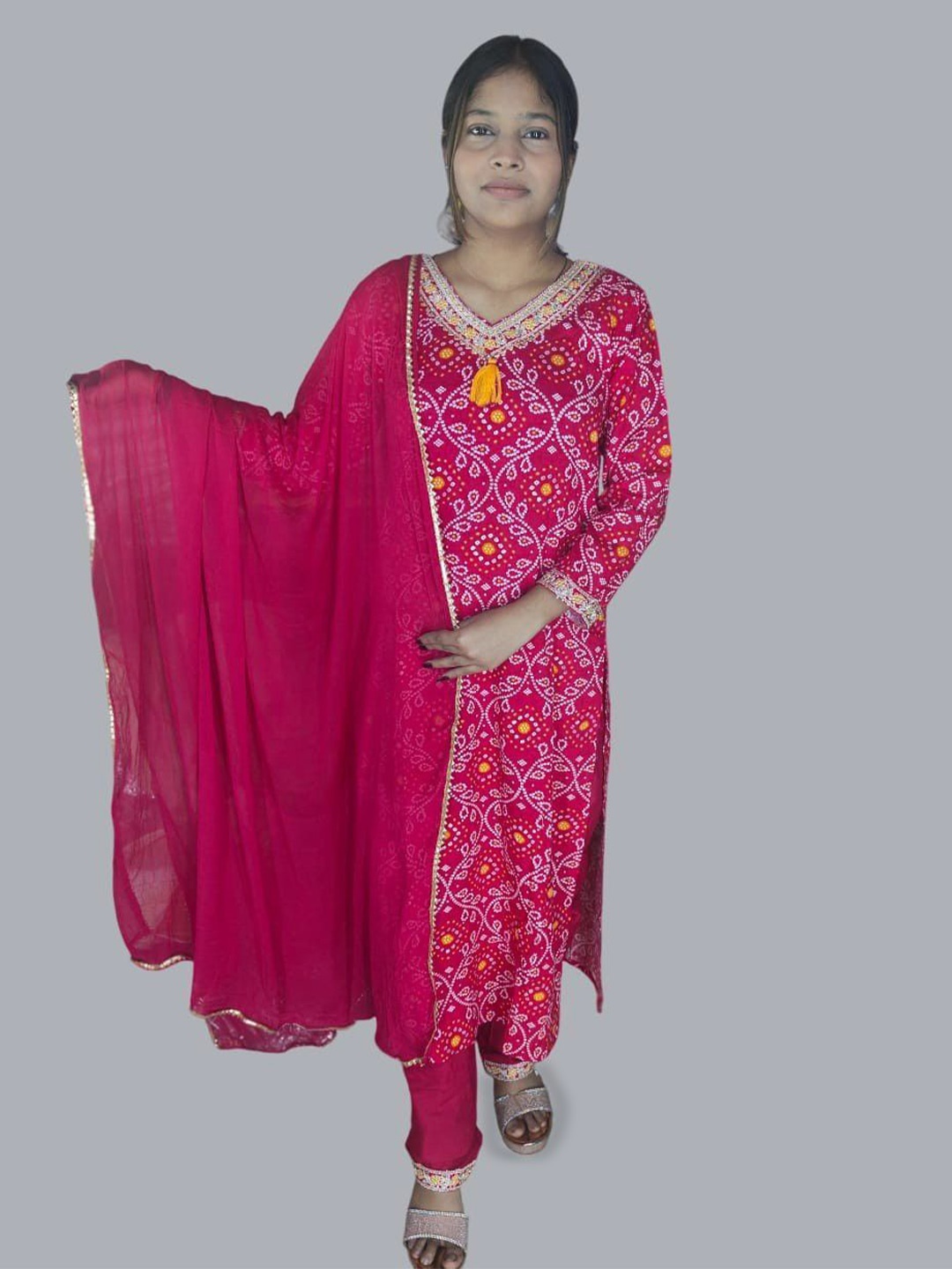 

Skinsi Ethnic Motifs Print Kimono Sleeve Kaftan Maxi Dress, Red