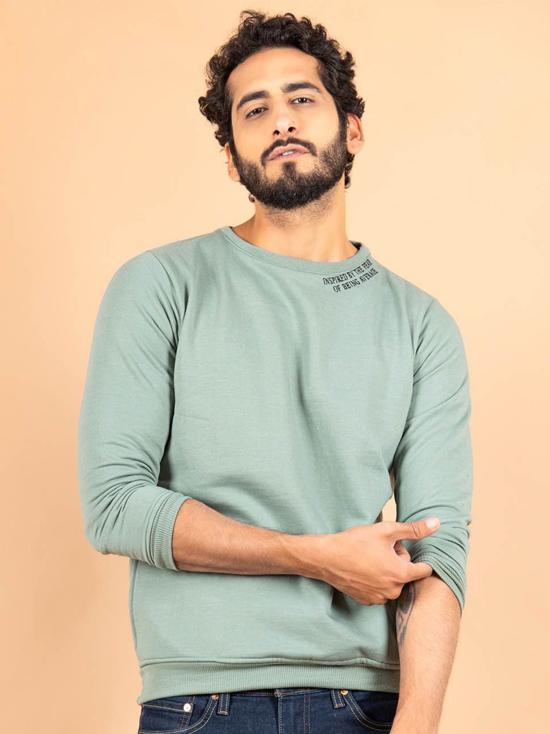 

Tistabene Men Typography Printed Pullover Sweatshirt, Green