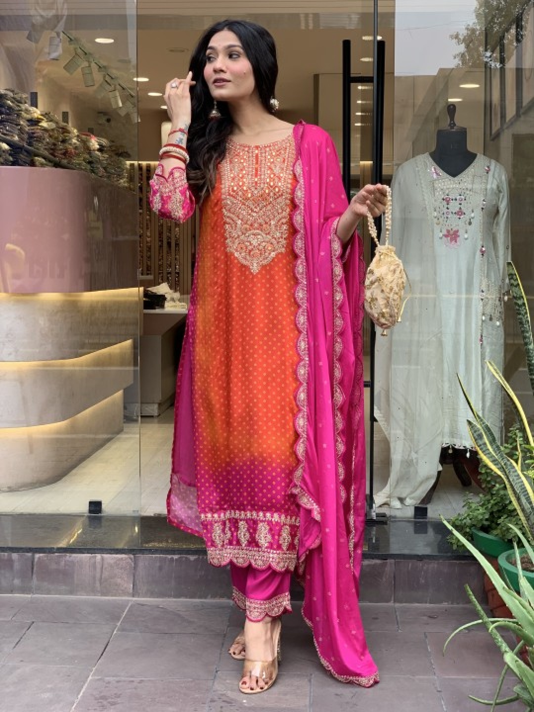 

Fashion Ritmo Women Yoke Design Regular Kurta with Pyjamas & With Dupatta, Orange