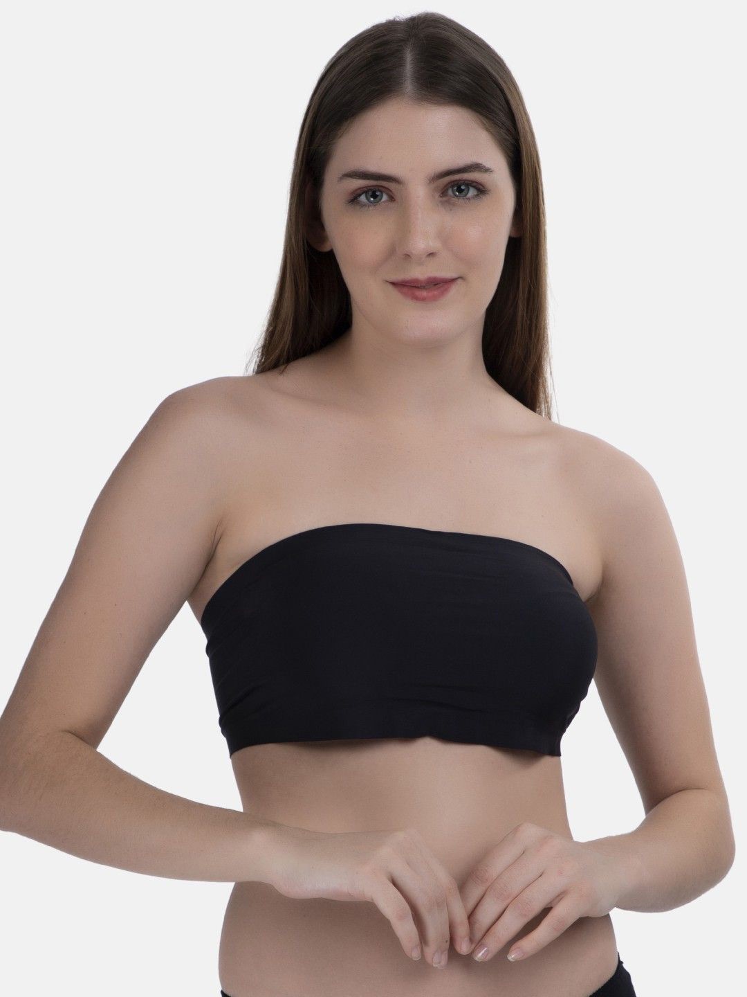 

Poftik Bandeau Bra Medium Coverage Lightly Padded, Black