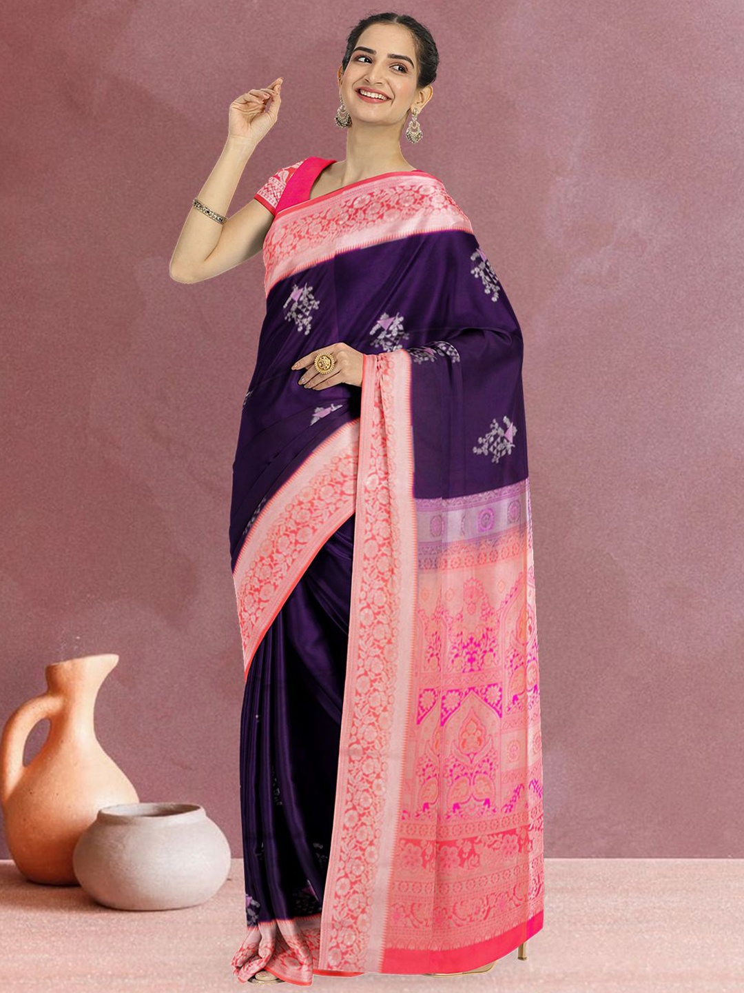 

Avishya Woven Design Zari Kanjeevaram Saree, Purple