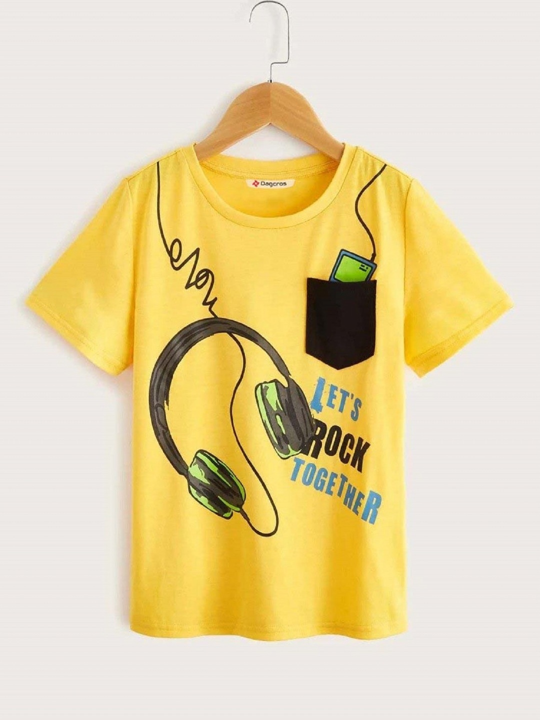 

Dagcros Boys Graphic Printed Round Neck Cotton T-shirt, Yellow