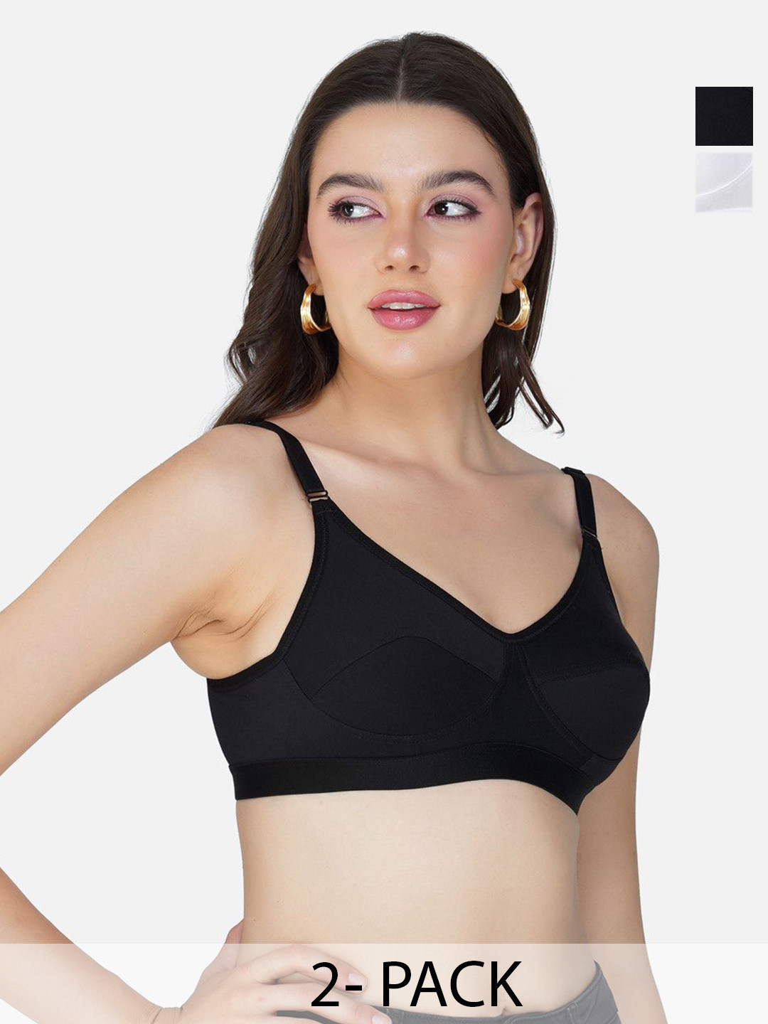 

Teenager Women Breathable Fabric Seamless Proper Fit All Day Comfort Everyday Bra, Black