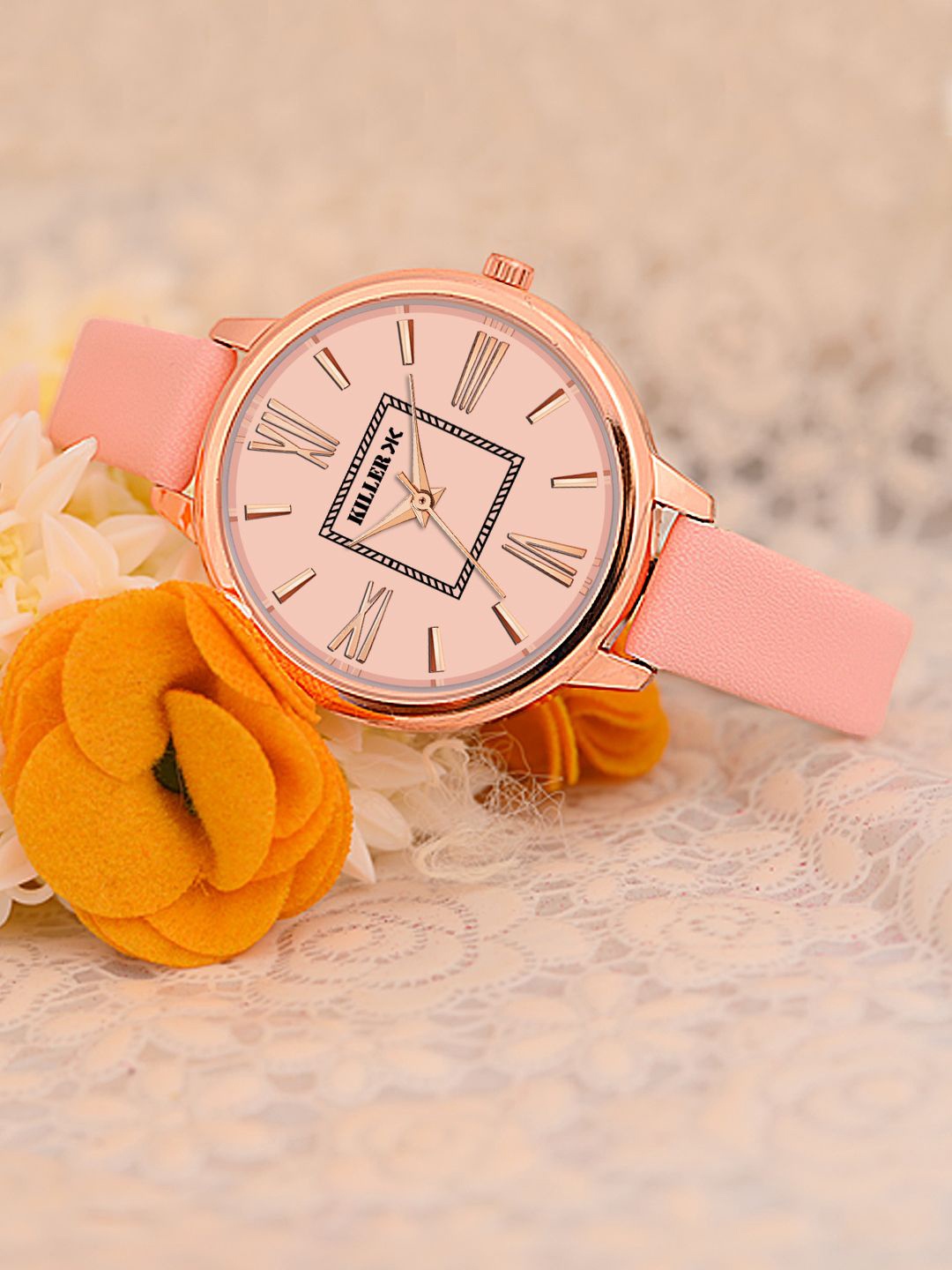 

Killer Women Dial & Leather Straps Analogue Watch HOBKL-126-PK, Pink