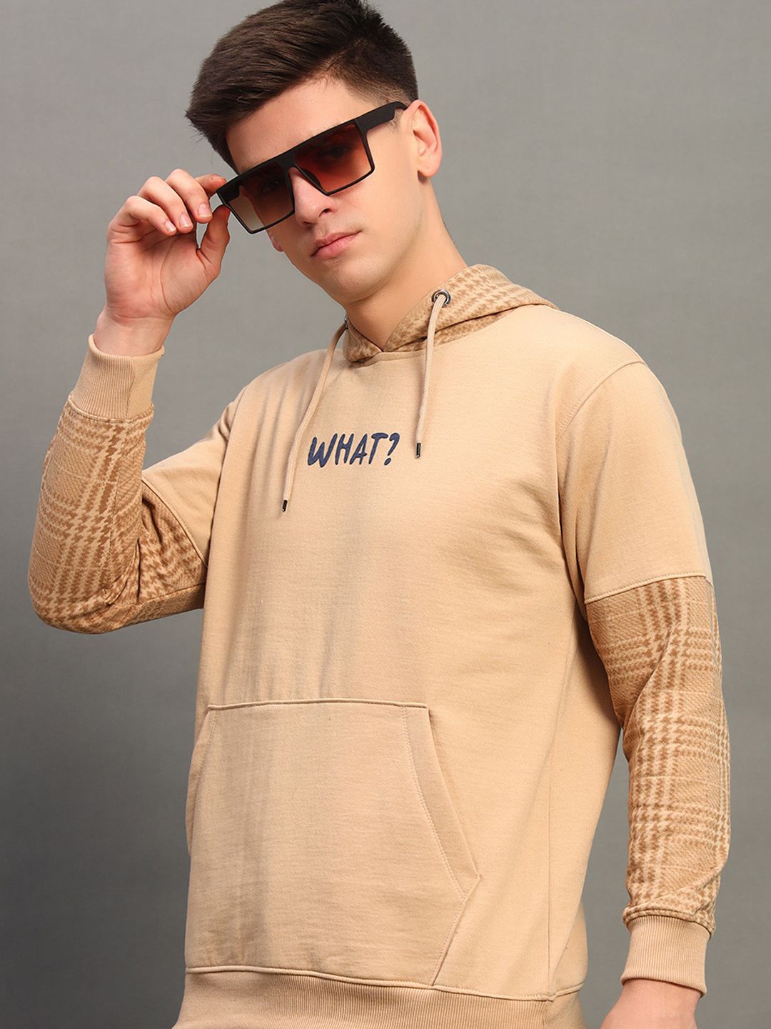 

THE CASUALS Men Hooded Sweatshirt, Cream