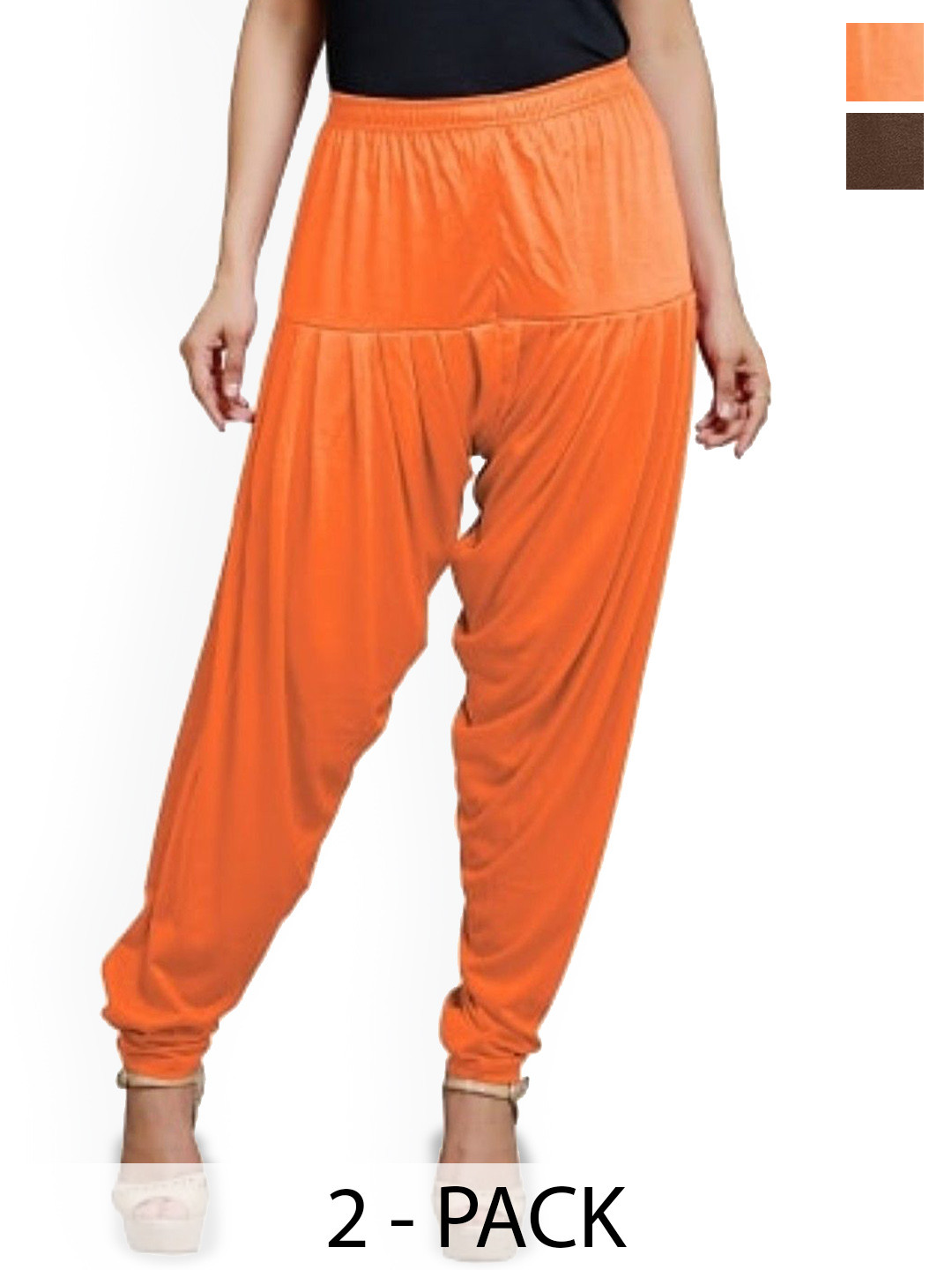 

AFRA GARMENTS Women Pack Of 2 Mid-Rise Loose-Fit Patiala, Orange