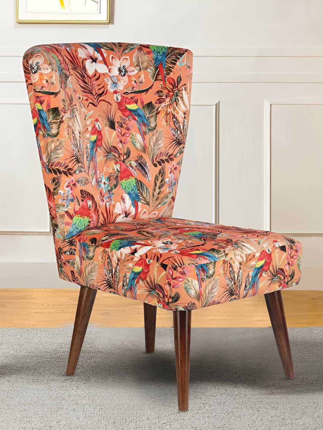 

GLOBALLY INDIAN Orange And Blue Printed Modern Accent Chair