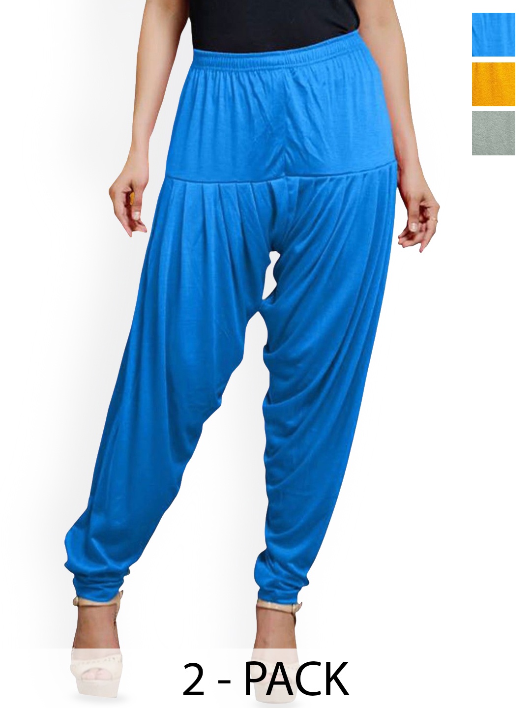

AFRA GARMENTS Women Pack Of 3 Mid-Rise Loose-Fit Patiala, Grey