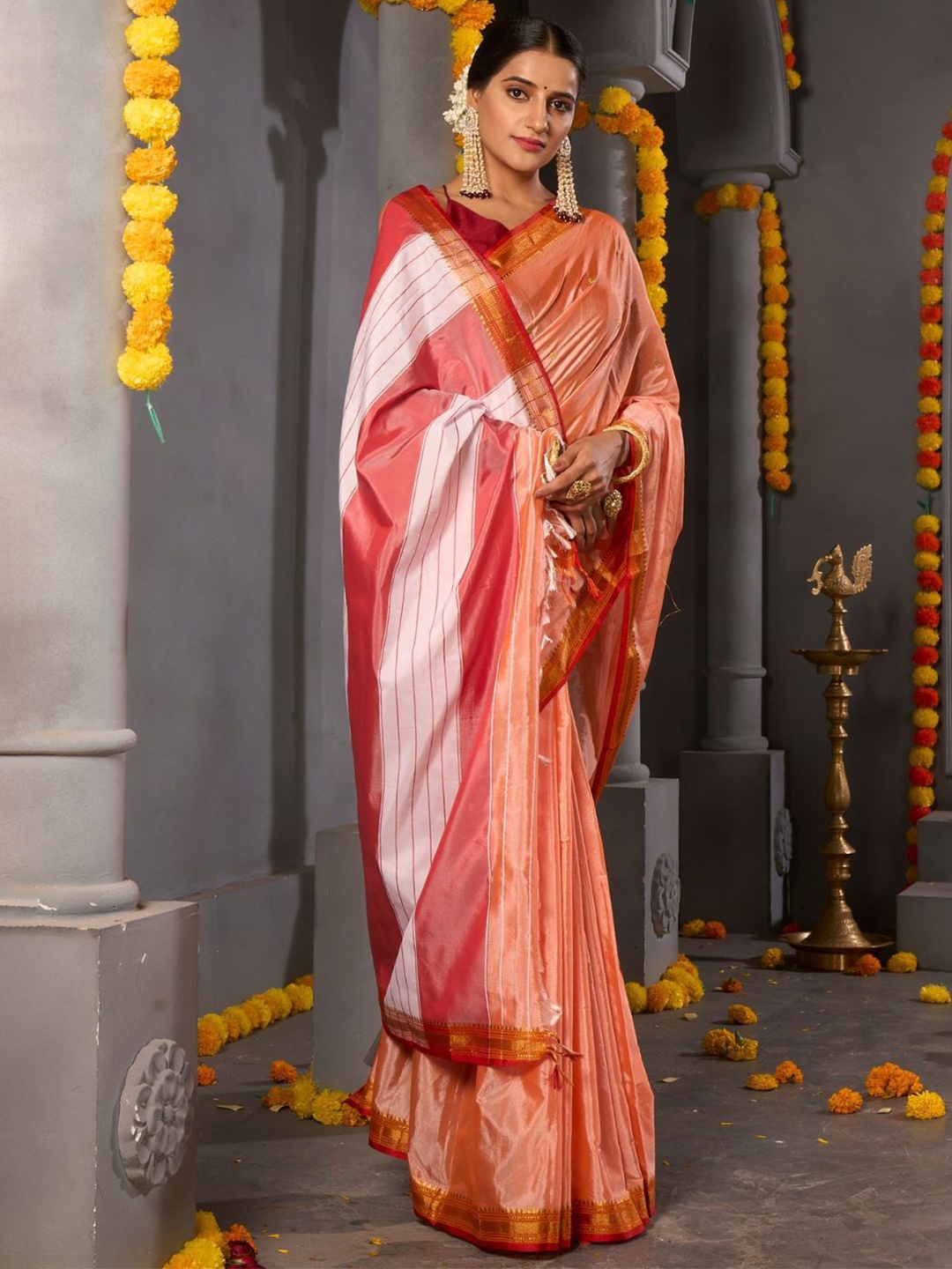 

NITARAA Woven Design Ilkal Saree, Orange