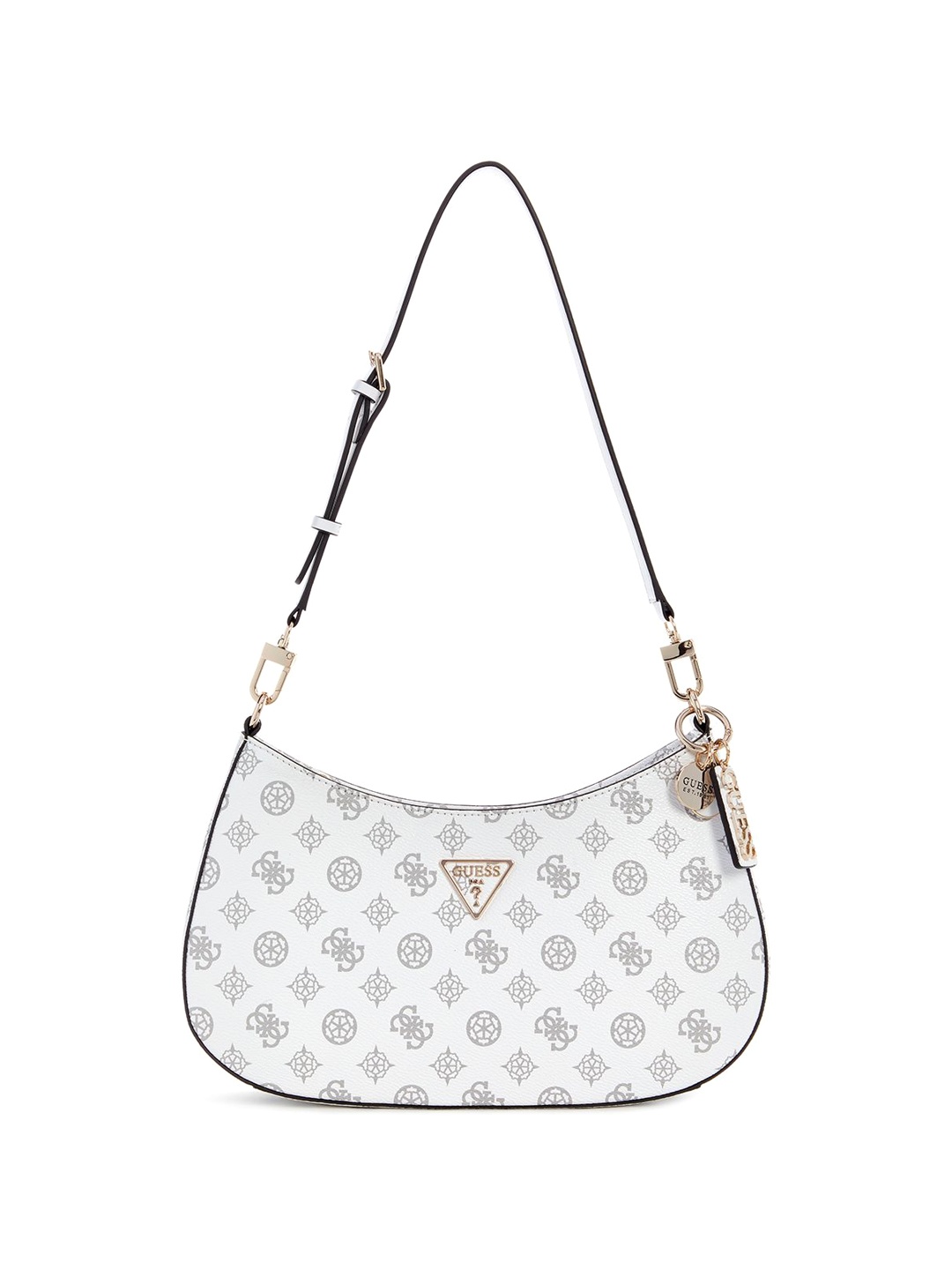 

GUESS Women Brand Logo Printed Structured Shoulder Bag, White