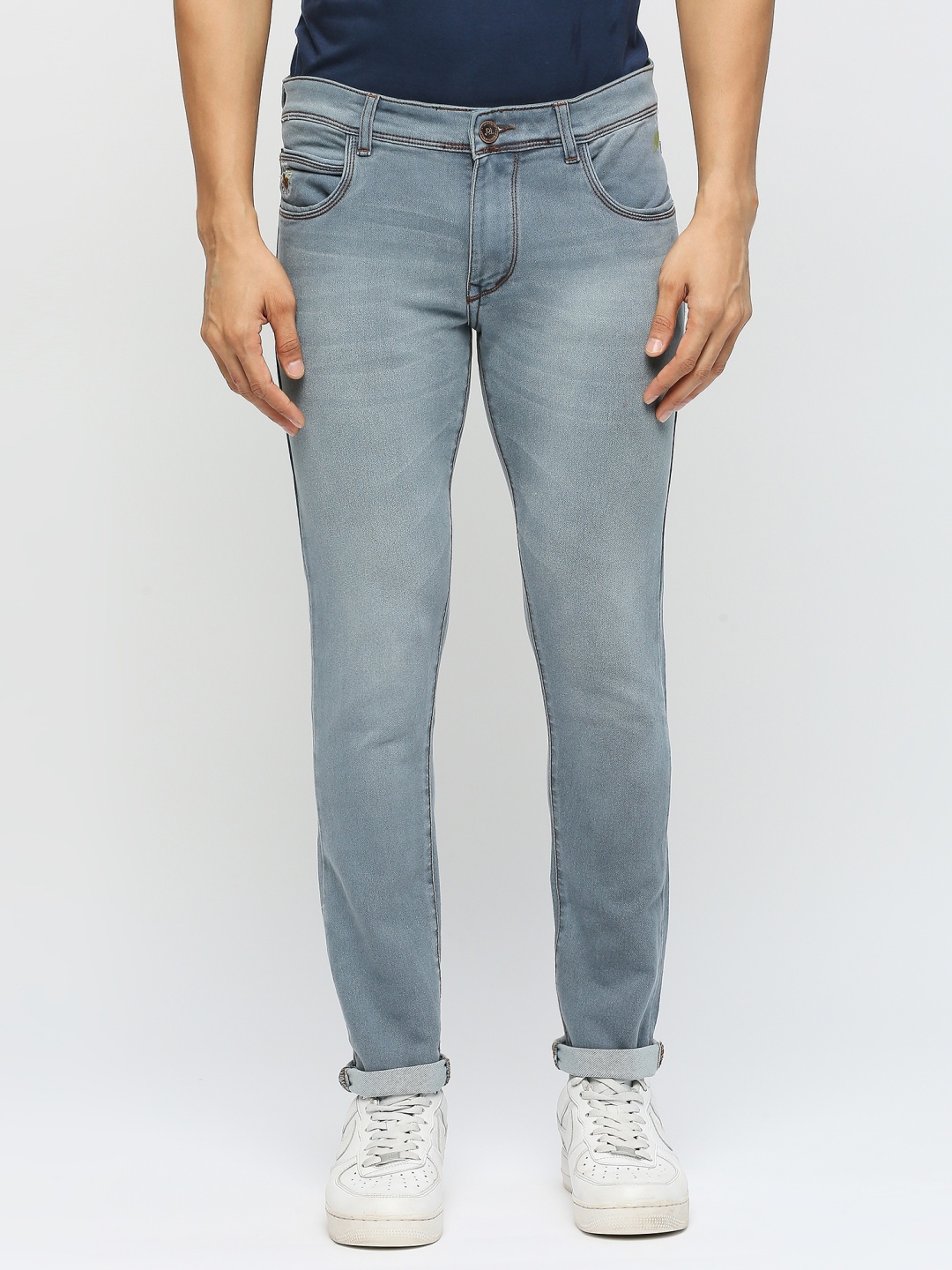 

TCI Men Slim Fit Light Fade Cotton Jeans, Grey
