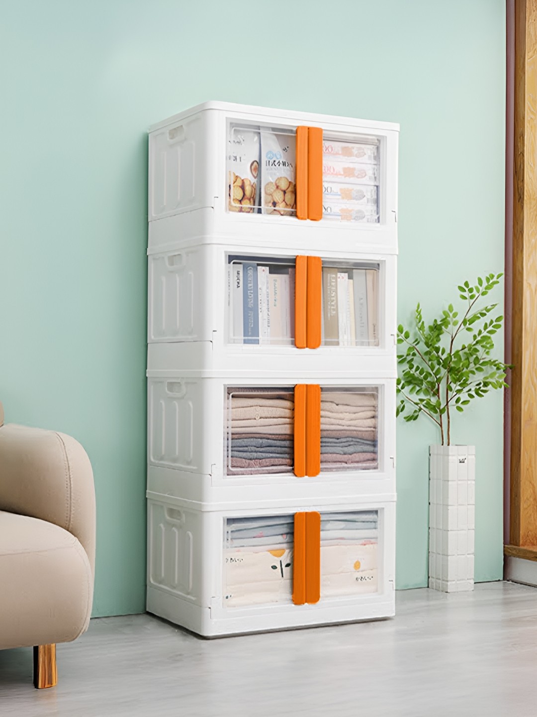 

UPC Orange & White 4 pieces Storage Cube - Multi-Purpose Space-Saving Organizers