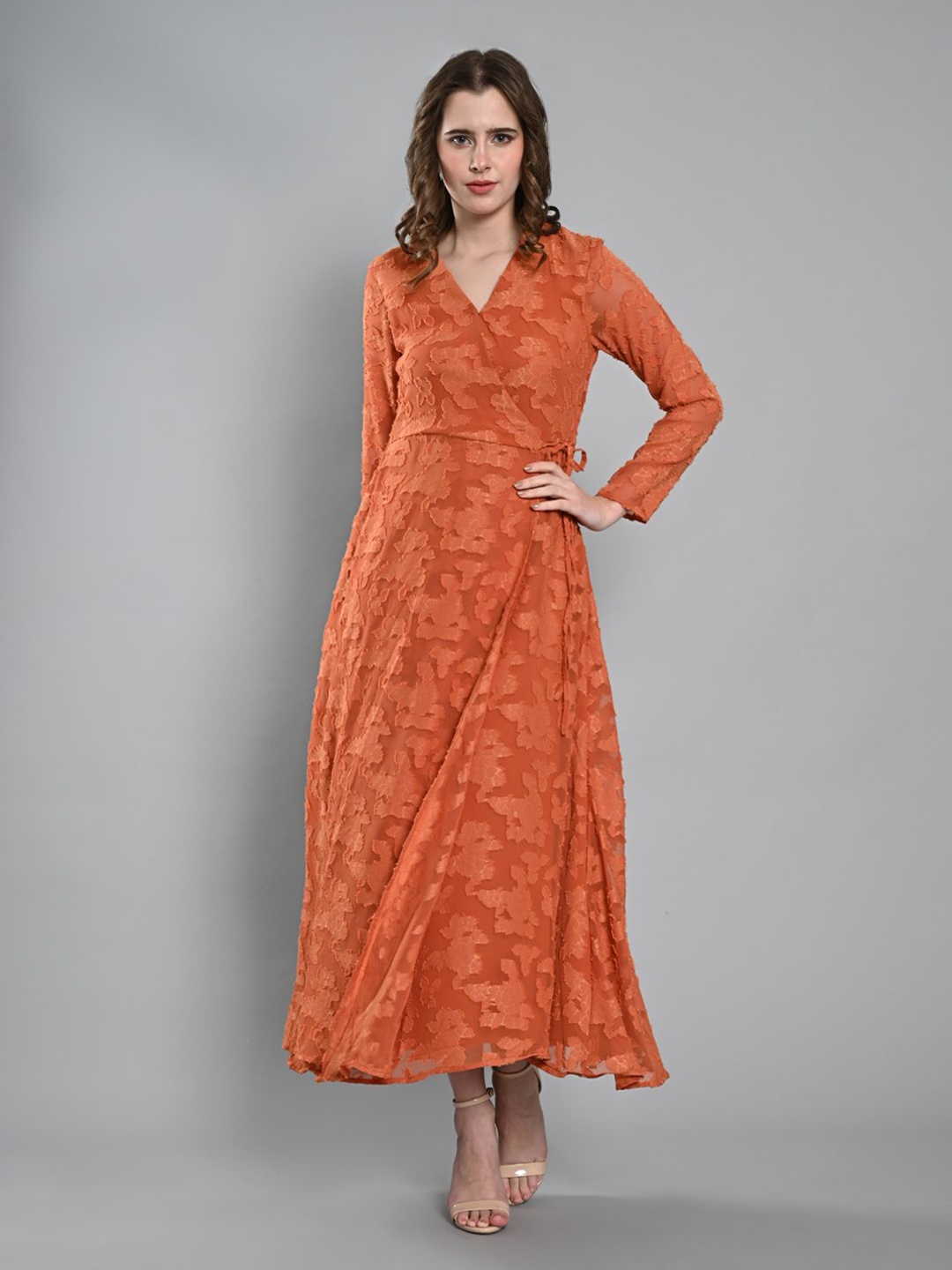 

Iti Women Georgette Wrap Maxi Dress, Rust