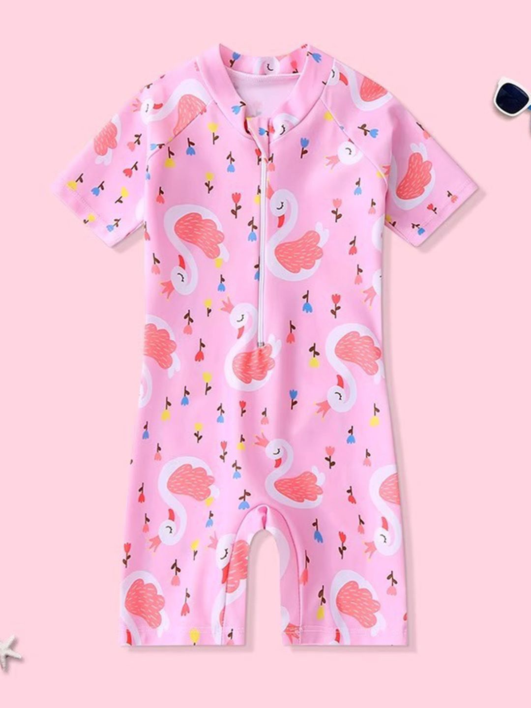 

YK Girls Printed Round Neck Legsuit, Pink