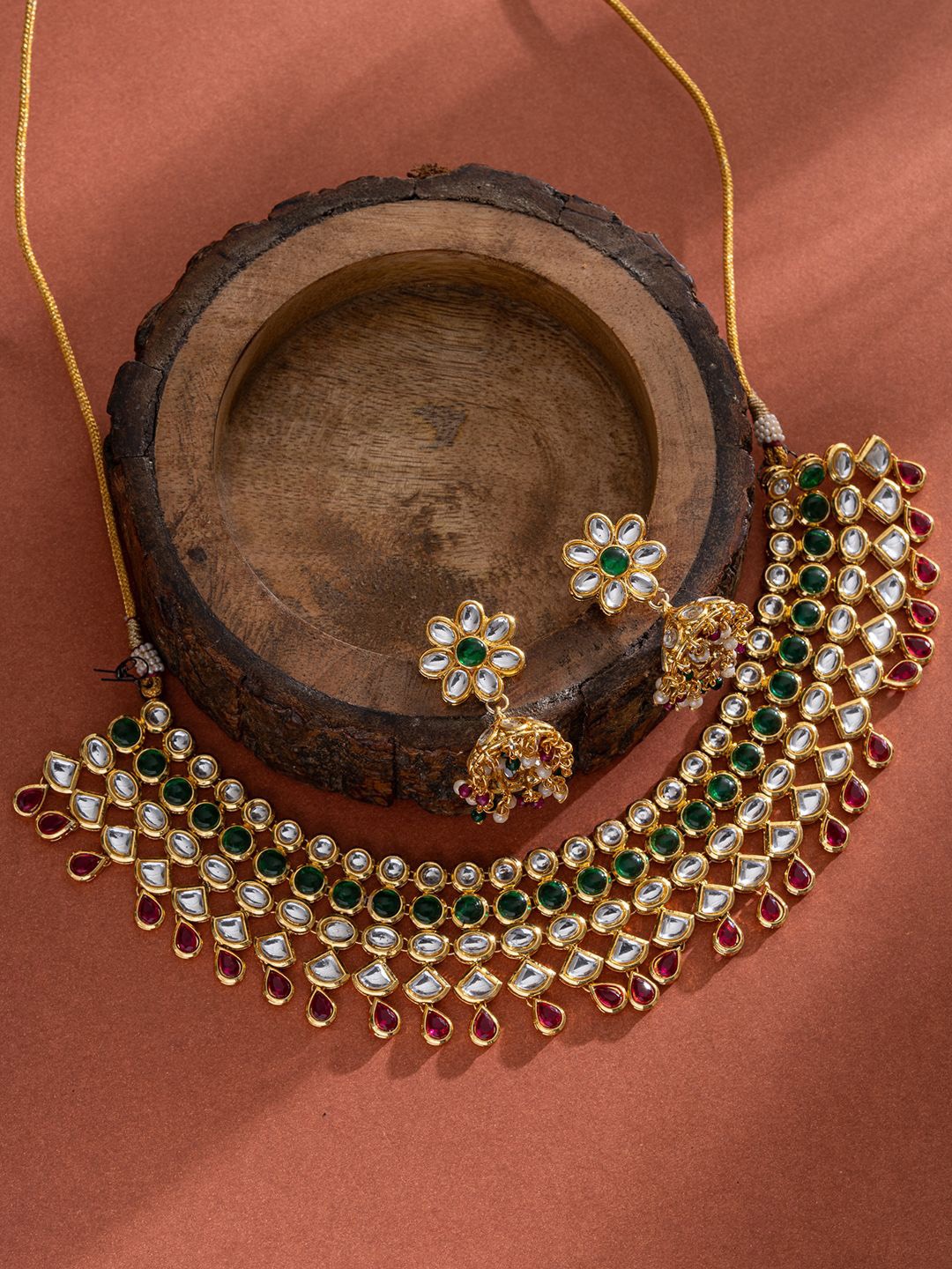 

PANASH Gold-Plated Stones-Studded Jewellery Set