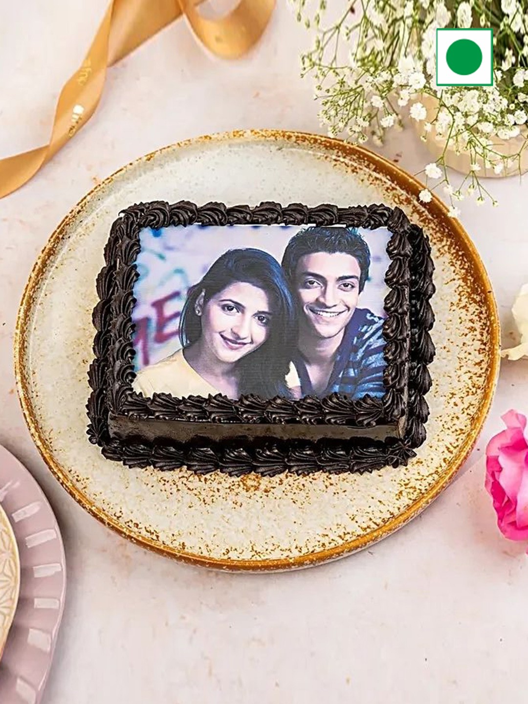 

fnp Decorated Chocolate Photo Cake - 1 kg, Brown