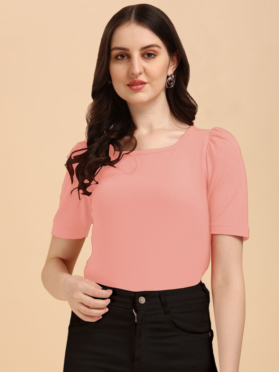 

CORSICA Puff Sleeves Regular Top, Pink