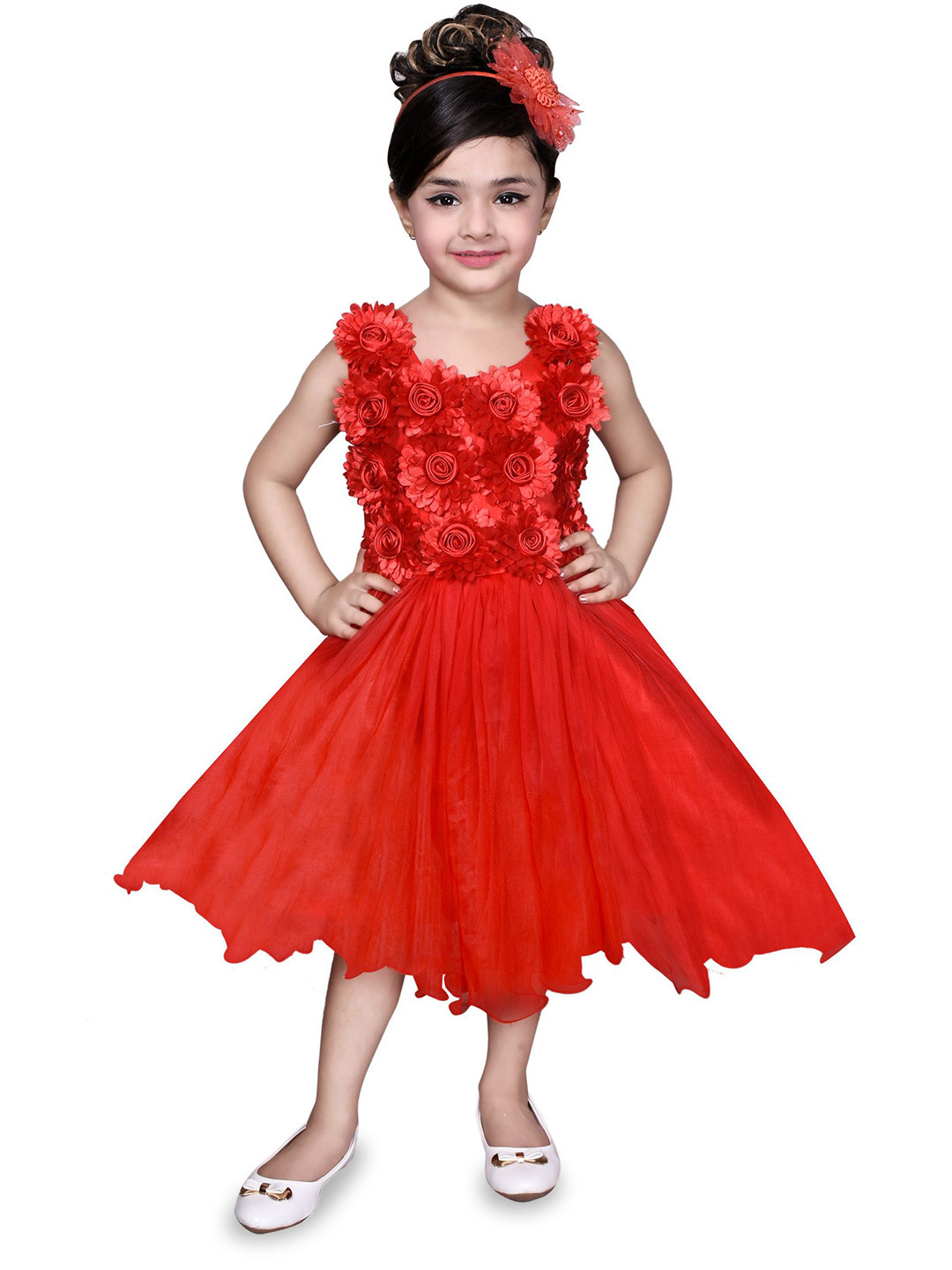 

Miss & Chief Floral Net Fit & Flare Dress, Red