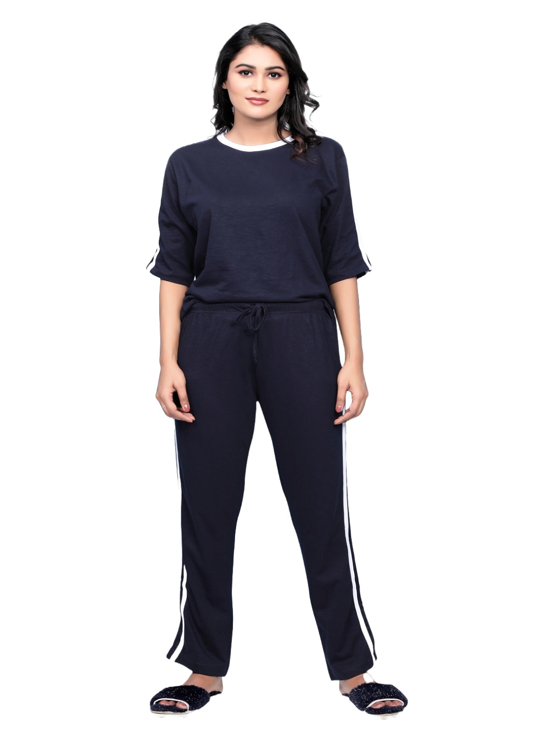 

evolove Women Pure Cotton Night suit, Blue