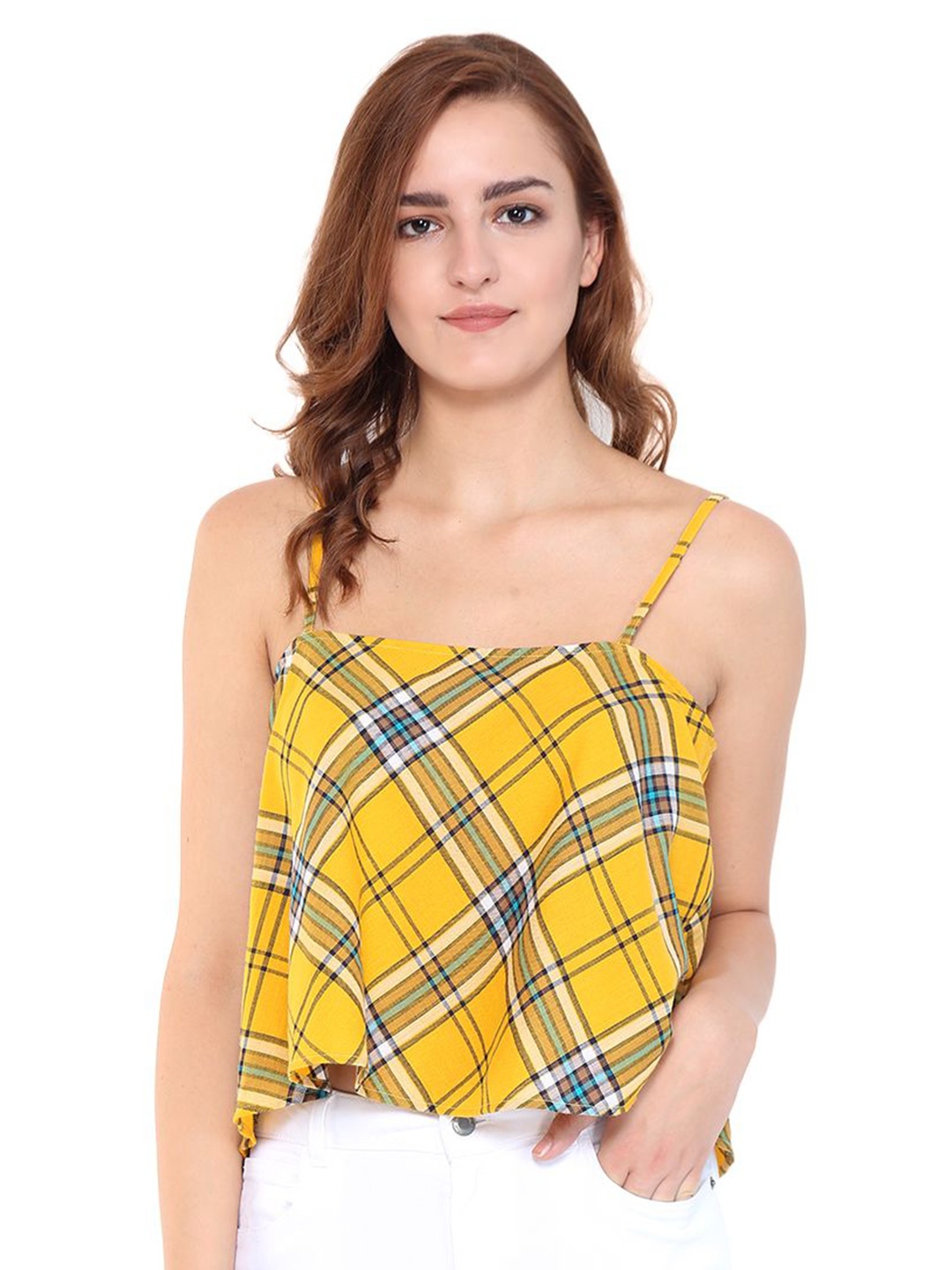

Moda Rapido Checked Cotton Top, Yellow