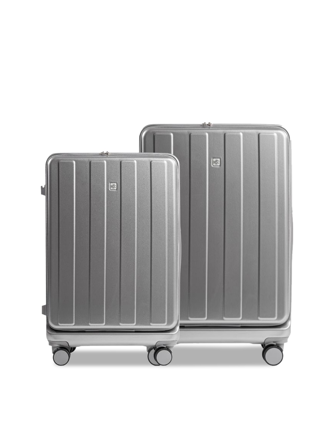 

PYB Set Of 2 Textured Hard-Sided Trolley Bag, Silver