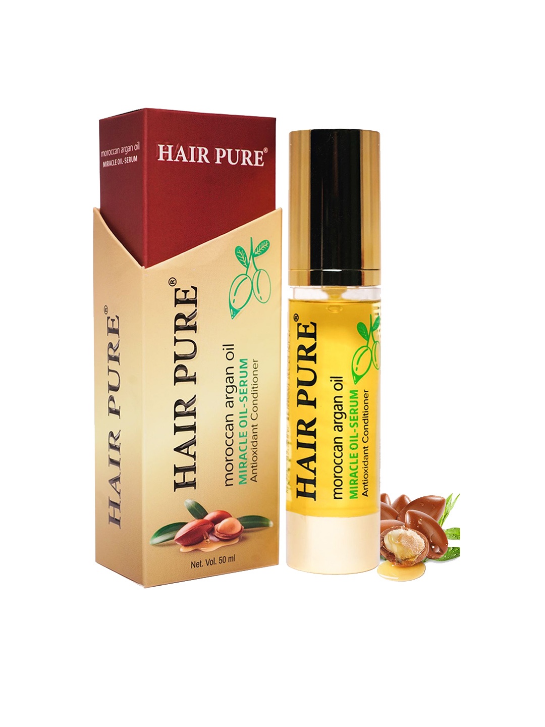 

Hair Pure Moroccan Argan Oil Hair Serum For Deep Nourishment - 50 ml, Gold